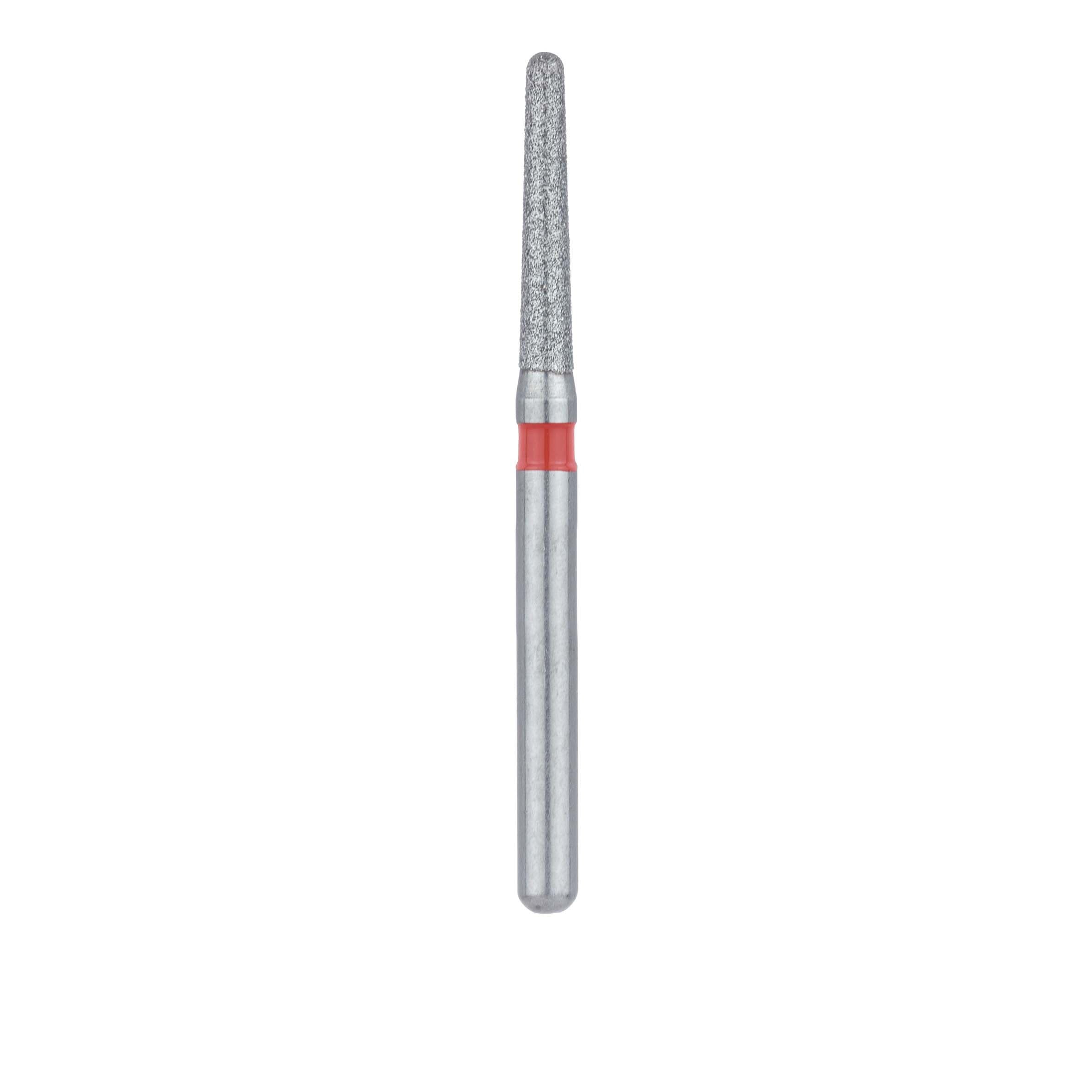 Meisinger 850F-014-FG Fine Diamond Bur, Round End Tapered (Chamfer), Friction Grip, 1.4 mm Head Diameter, 8.0 mm Working Length, Red Ring, 5/Pkg thumbnail 2