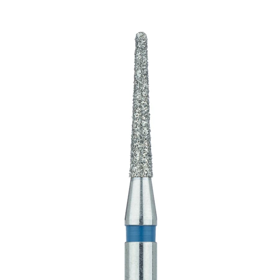 Meisinger Diamond Bur, HP, Medium Grit, Blue Ring, Round End Tapered, 1.6 mm, #852-016, Pack of 5 - Meisinger Diamond, HP, Medium, Blue, Tapered, 852-016, Pkg/5 - Image 1