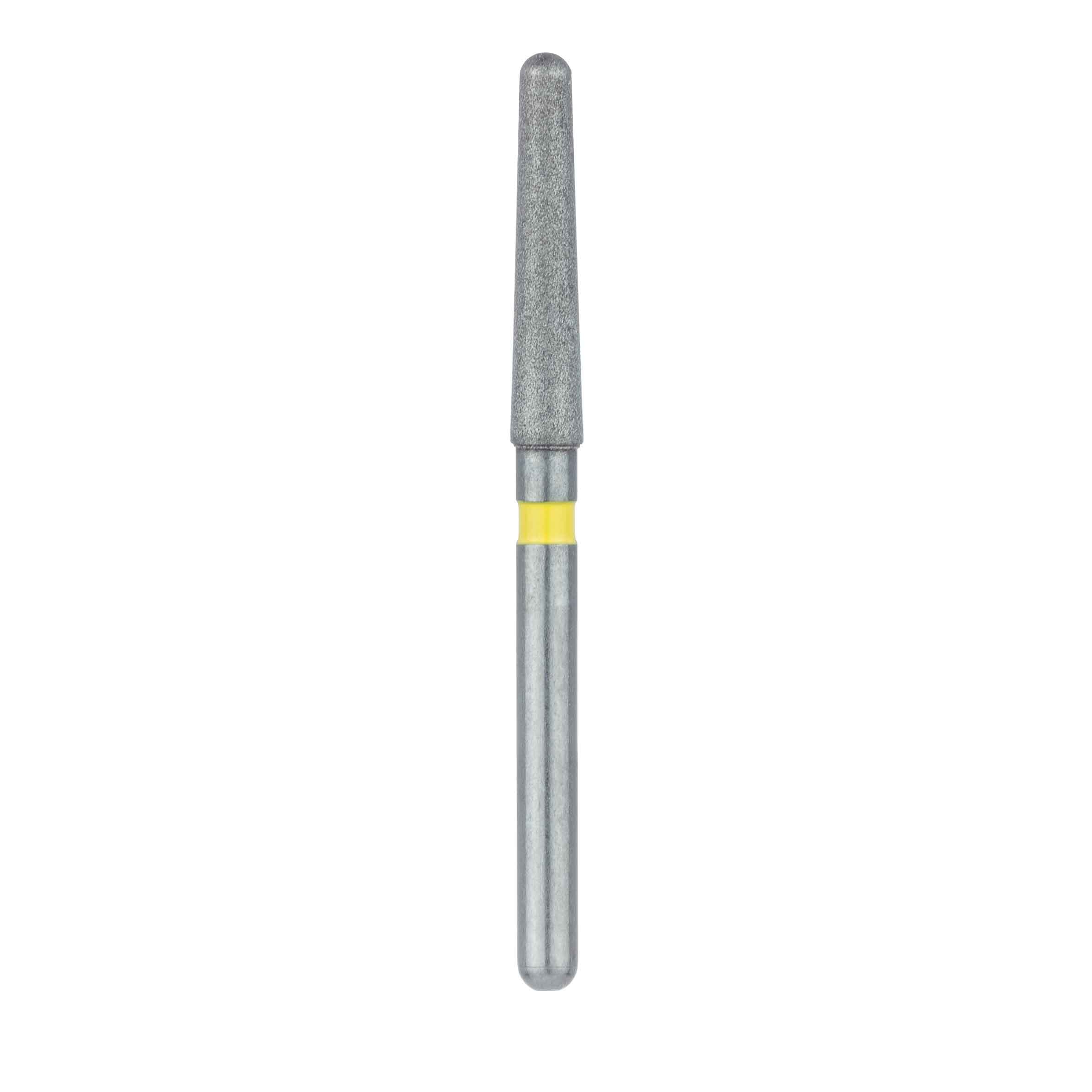Meisinger 852C-018-FG Extra Fine Diamond Bur, Round End Tapered (Chamfer), Friction Grip, 1.8mm Head, 10mm Working Length, Yellow, 5/Pack thumbnail 2