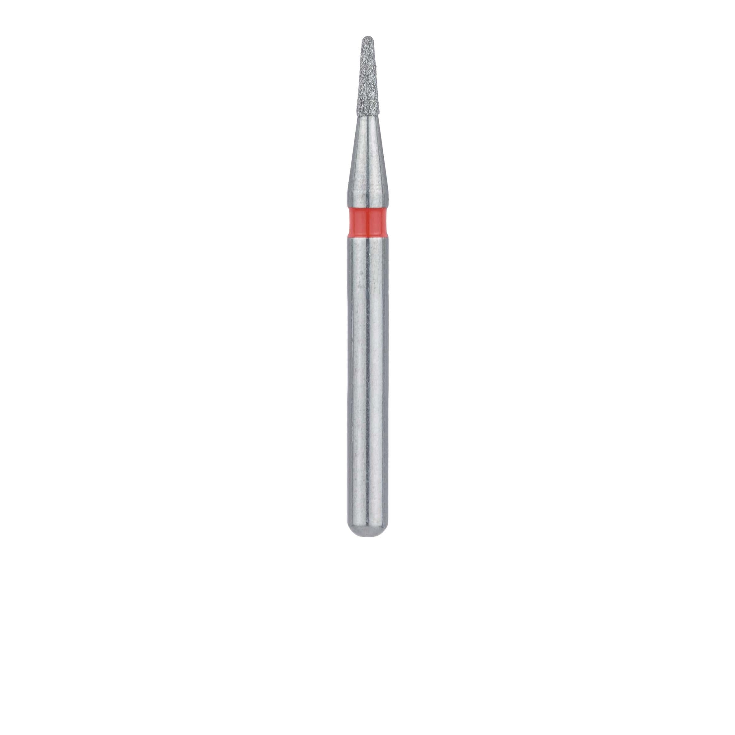 Meisinger 855LF-009-FG Fine Diamond Bur, Round End Tapered, Friction Grip, Long Shank, 0.9 mm Head Diameter, Red Ring, 5/Pack thumbnail 2