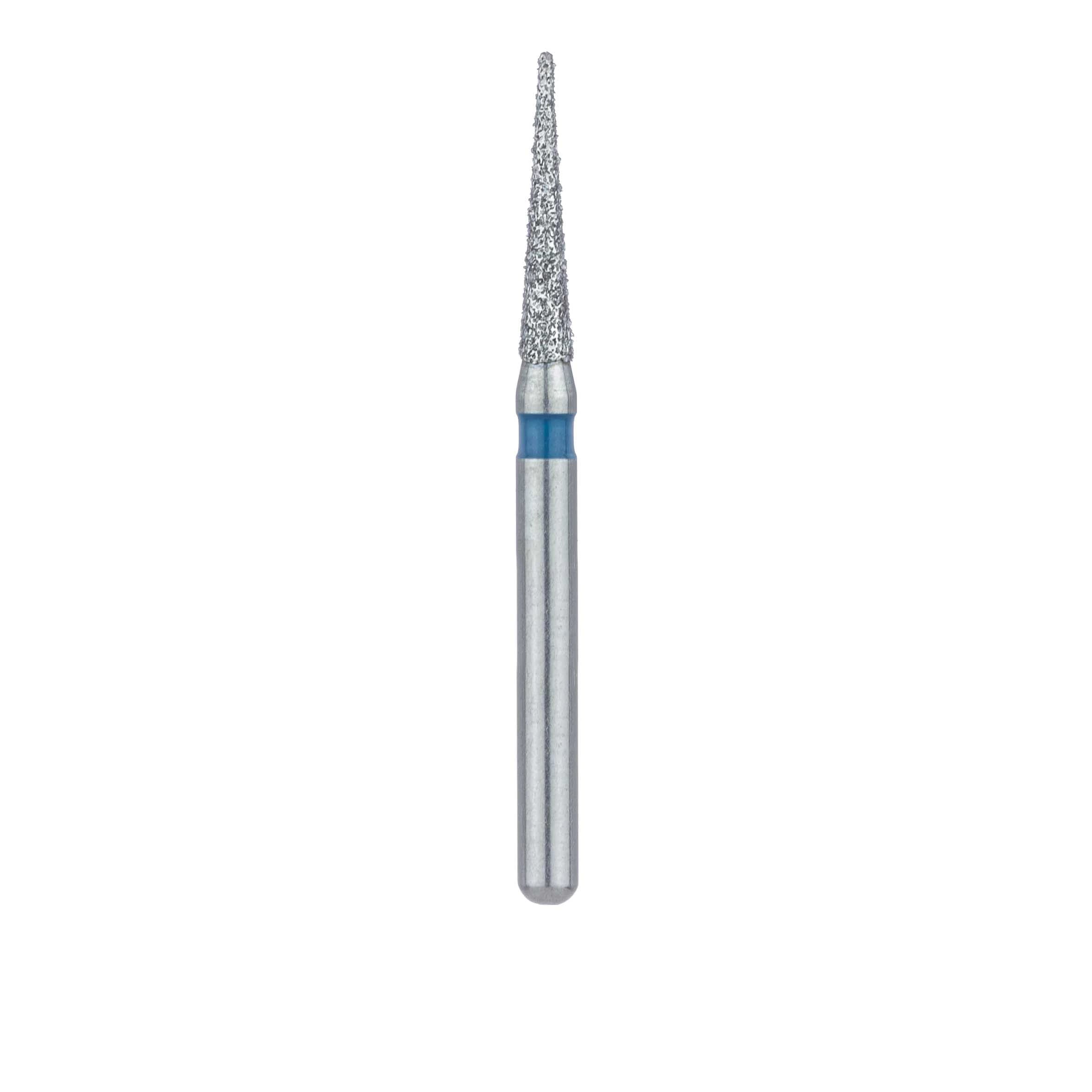 Meisinger 858-014-FG Diamond Bur, FG, Medium Grit, Blue Ring, Needle Shape, Point End, 1.4 mm Head Diameter, 8.0 mm Head Length, 5/Pkg thumbnail 2