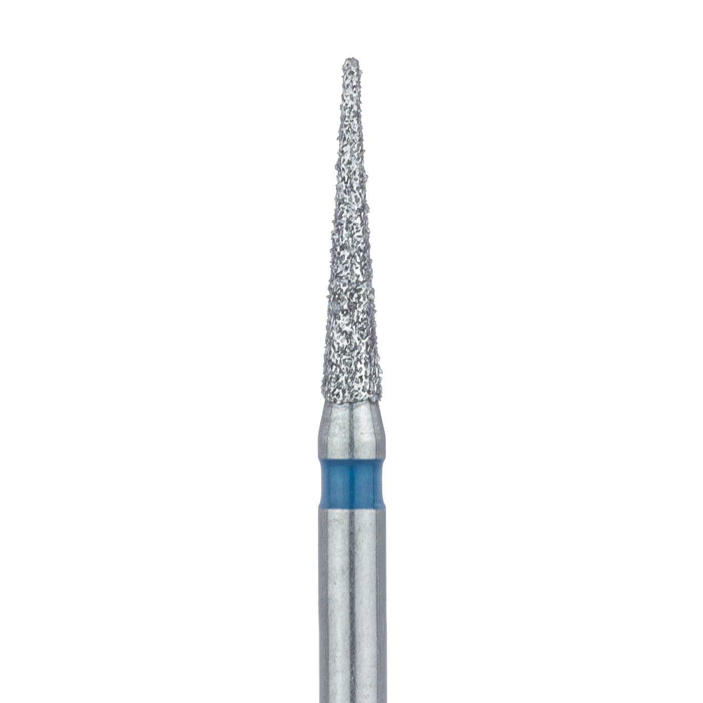 Meisinger 858-014-SS Diamond Bur, Needle Shape, Medium Grit, Blue Ring, 1.4 mm Head Diameter, 8.0 mm Head Length, Friction Grip Short Shank, 5/Pkg - Diamond Instruments – FGSS, Needle, 5/Pkg - Medium, Blue, Point, 858-014-SS, 1.4 mm Head Diameter, 8.0 mm Head Length - Image 1