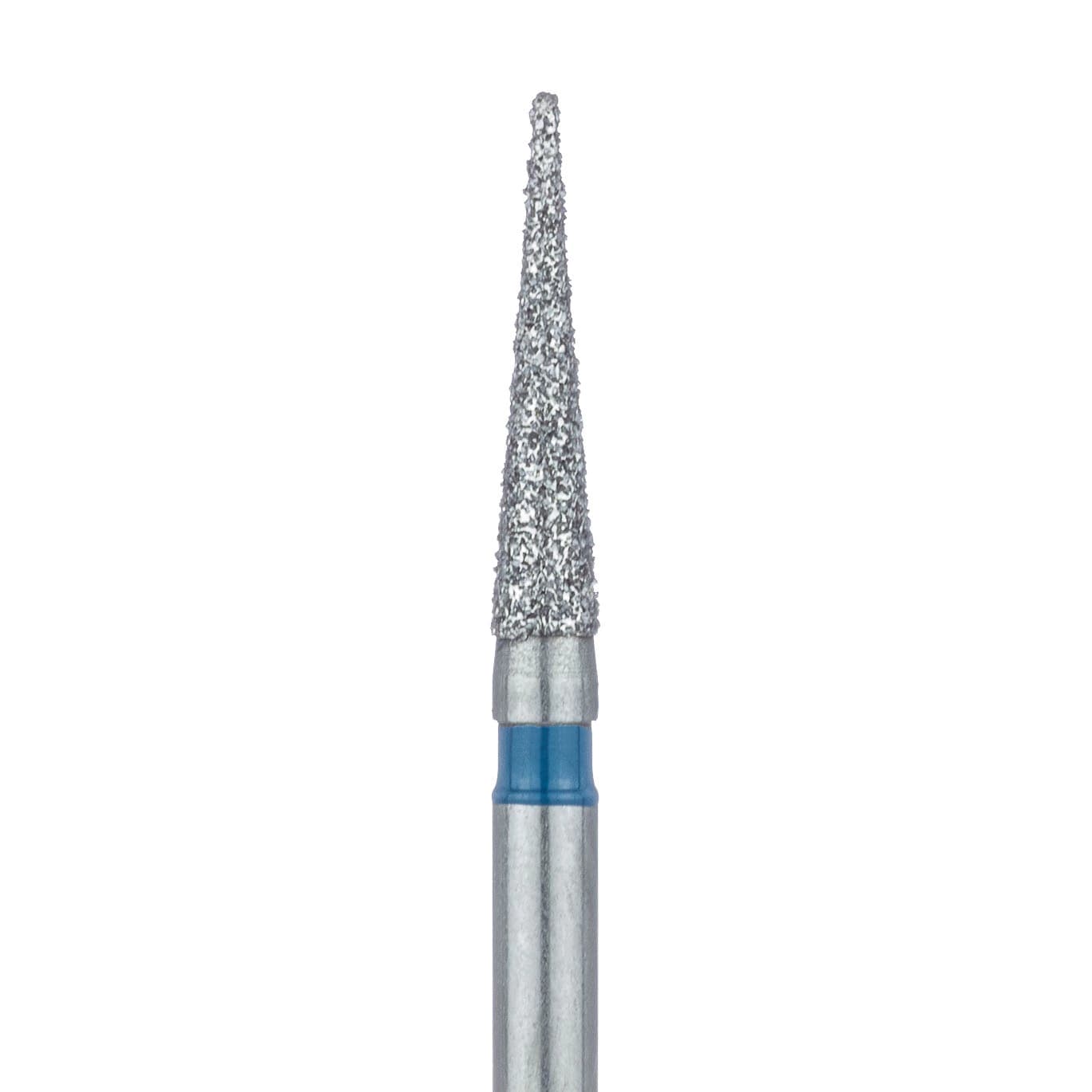 Meisinger 858-016-FG Diamond Bur, FG, Medium Grit, Blue Ring, Needle Shape, Point End, 1.6 mm Head Diameter, 8.0 mm Head Length, 5/Pkg - Diamond Instruments – FG, Medium, Blue, Needle, Point End - 858-016-FG, 1.6 mm Head Diameter, 8.0 mm Head Length, 5/Pkg - Image 1