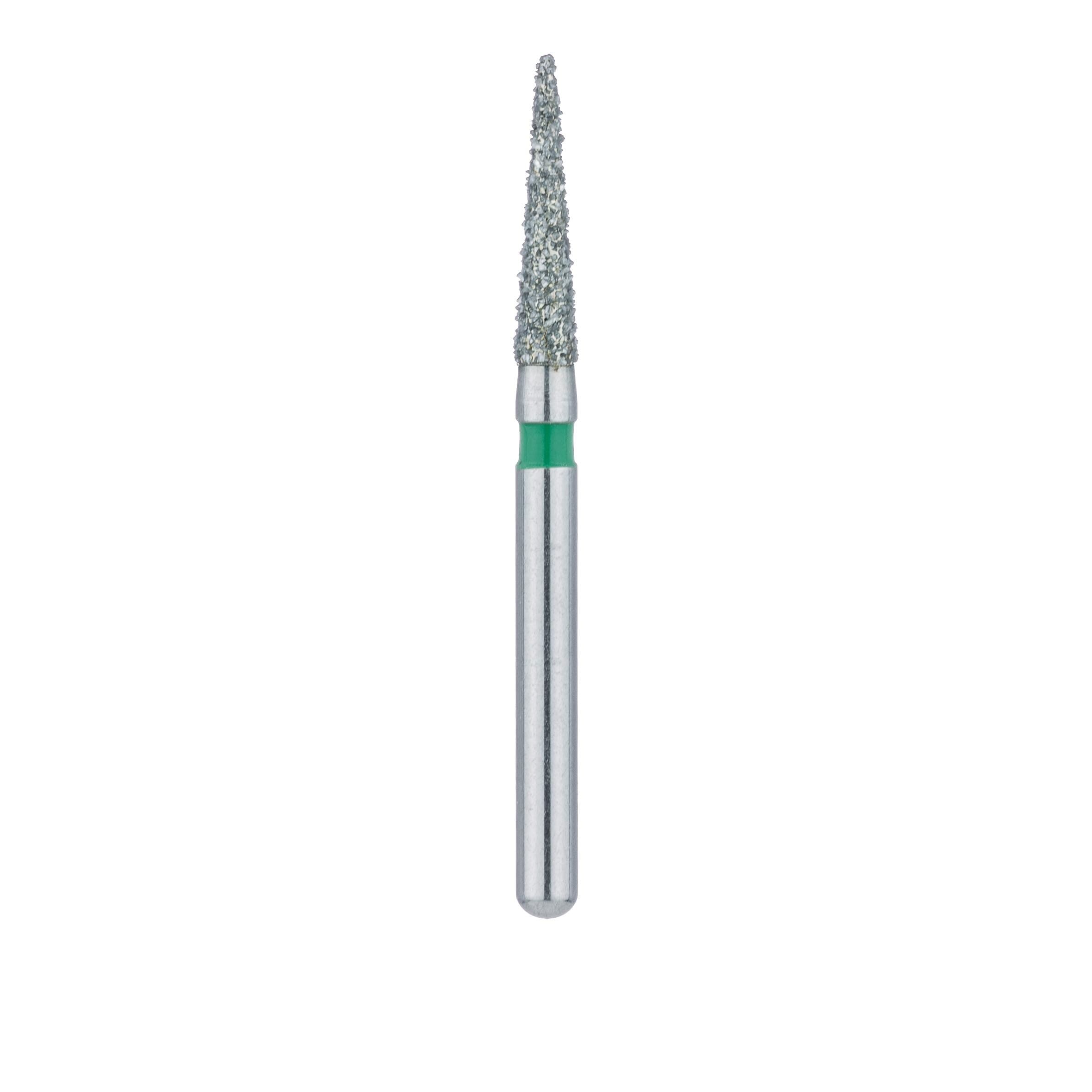 Meisinger 858G-016-FG Diamond Bur, Coarse Grit, Green Ring, Needle Shape, Point End, Friction Grip, 1.6 mm Head Diameter, 8.0 mm Head Length, 5/Pkg thumbnail 2