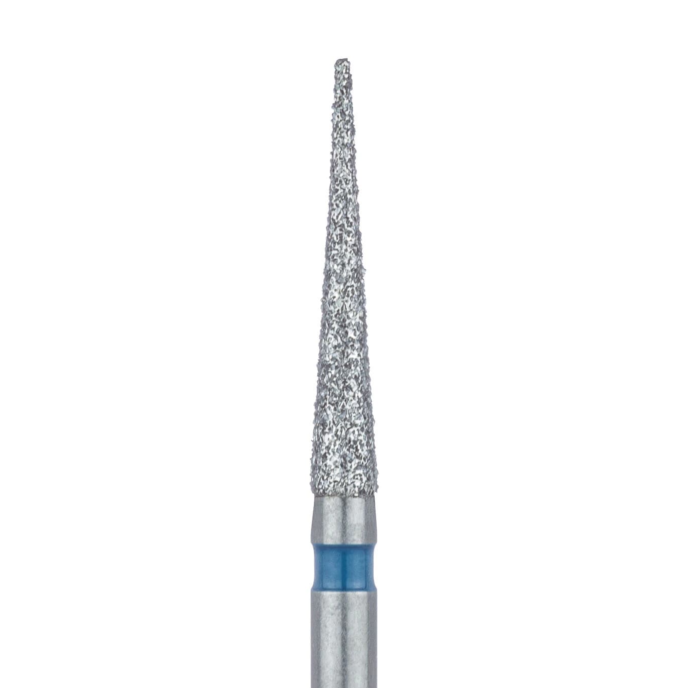 Meisinger 859-016-FG Diamond Bur, FG, Medium Grit, Blue Ring, Needle Shape, Point End, 1.6 mm Head Diameter, 10.0 mm Head Length, 5/Pkg - Diamond Instruments – FG, Medium, Blue, Needle, Point End - 859-016-FG, 1.6 mm Head Diameter, 10.0 mm Head Length, 5/Pkg - Image 1