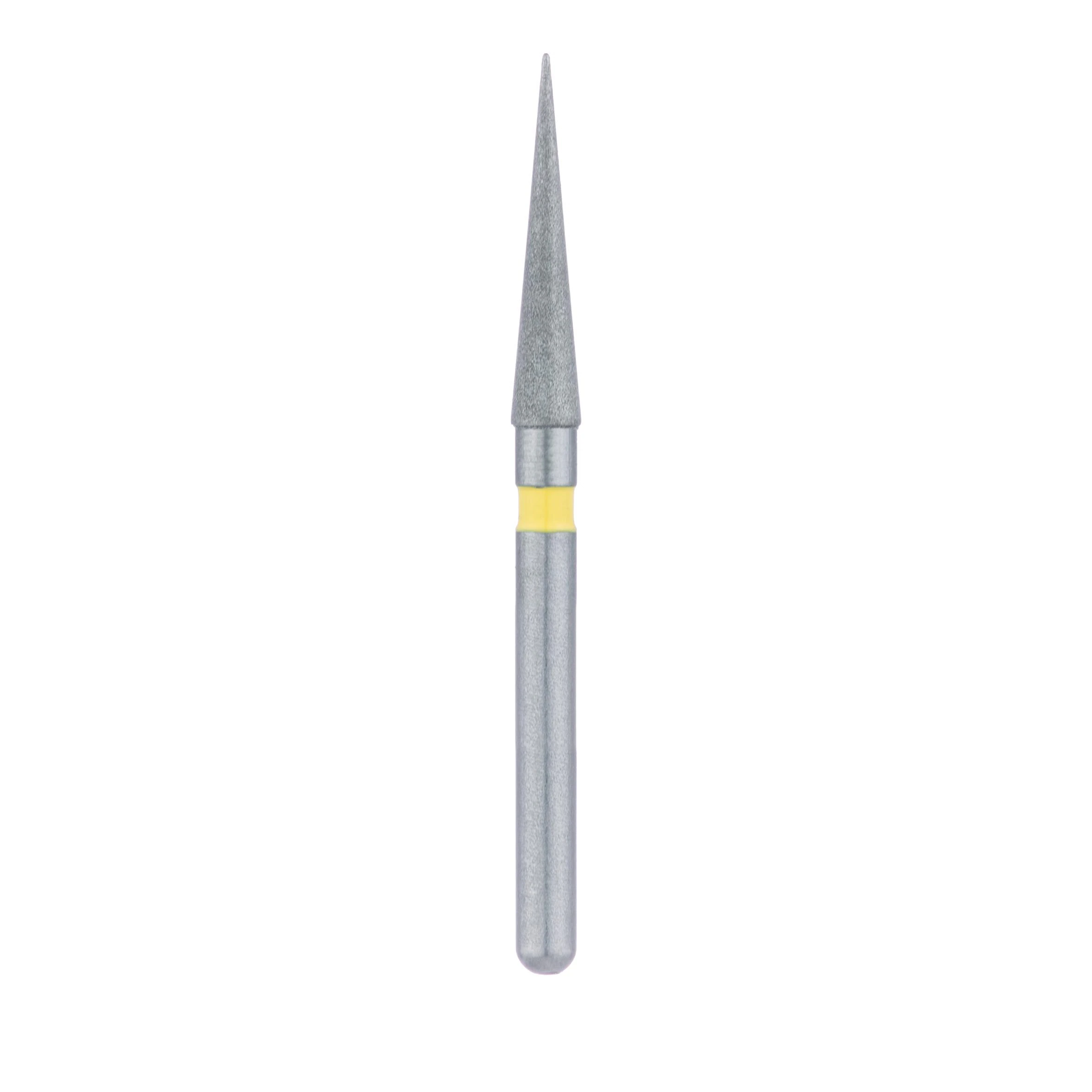 Meisinger 859C-018-FG Extra Fine Diamond Bur, Long Needle, Friction Grip, 1.8 mm Head Diameter, 10 mm Working Length, Yellow Ring, 5/Pkg thumbnail 2