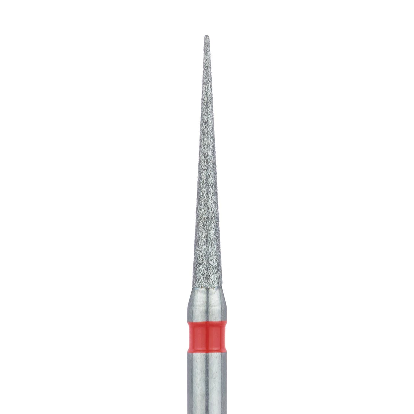 Meisinger FG #859F-012 Fine Needle Diamond Bur, 1.2mm Head, 10mm Working Length, Red Ring, 5/Pk - Meisinger FG #859.012 Fine, Needle Shaped, Interproximal Reduction Diamond Burs, 5/Pk - Image 1