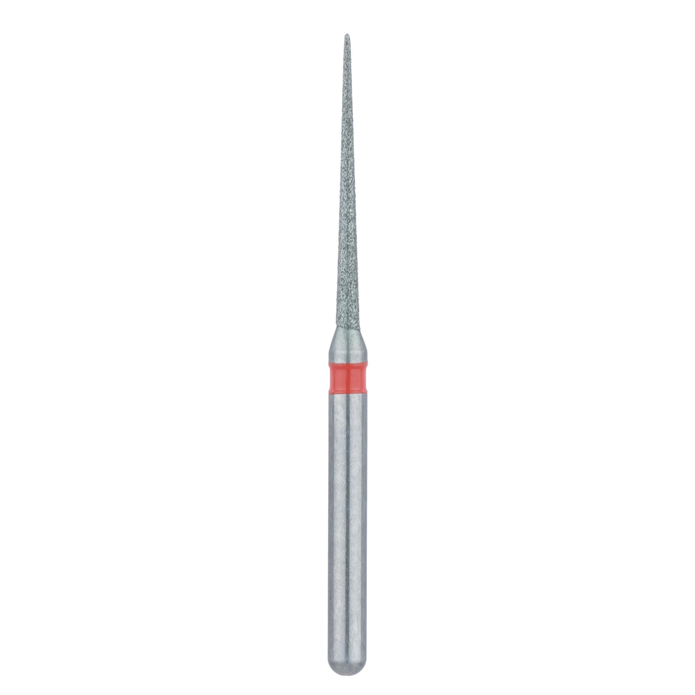 Meisinger FG #859LF.010 Fine Needle-Shaped Interproximal Reduction Diamond Bur, 1.0 mm Head, 12 mm Working Length, Red Ring, 5/Pk thumbnail 2
