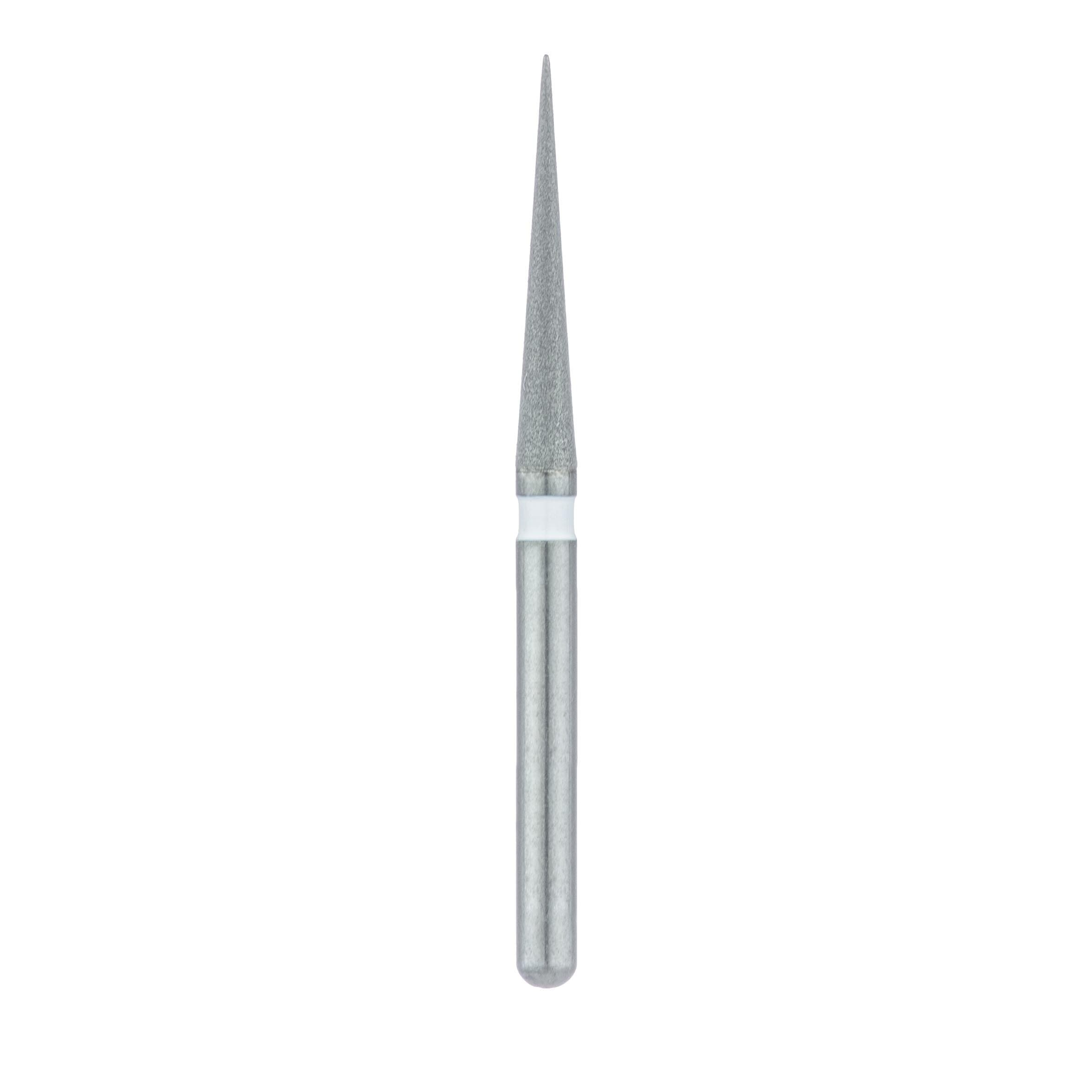 Meisinger 859U-014-FG Diamond Bur, FG, Ultra Fine, White, Needle, Point End, 1.4 mm Head Diameter, 10.0 mm Head Length, 5/Pkg thumbnail 2