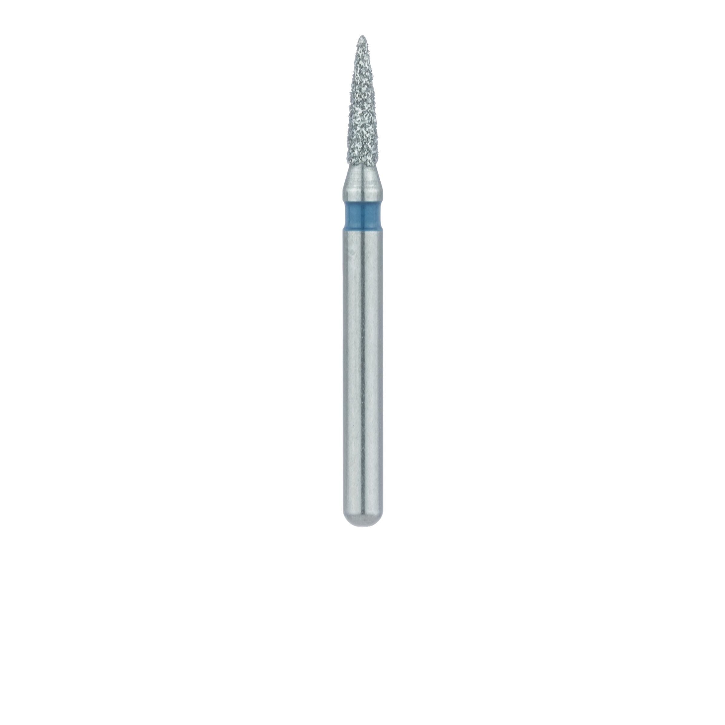 Meisinger Diamond Bur FG, Medium Grit, Blue Ring, Flame Shape, Point End, 1.2 mm Head Diameter, 5.0 mm Head Length, 5/Pkg, 861-012-FG thumbnail 2