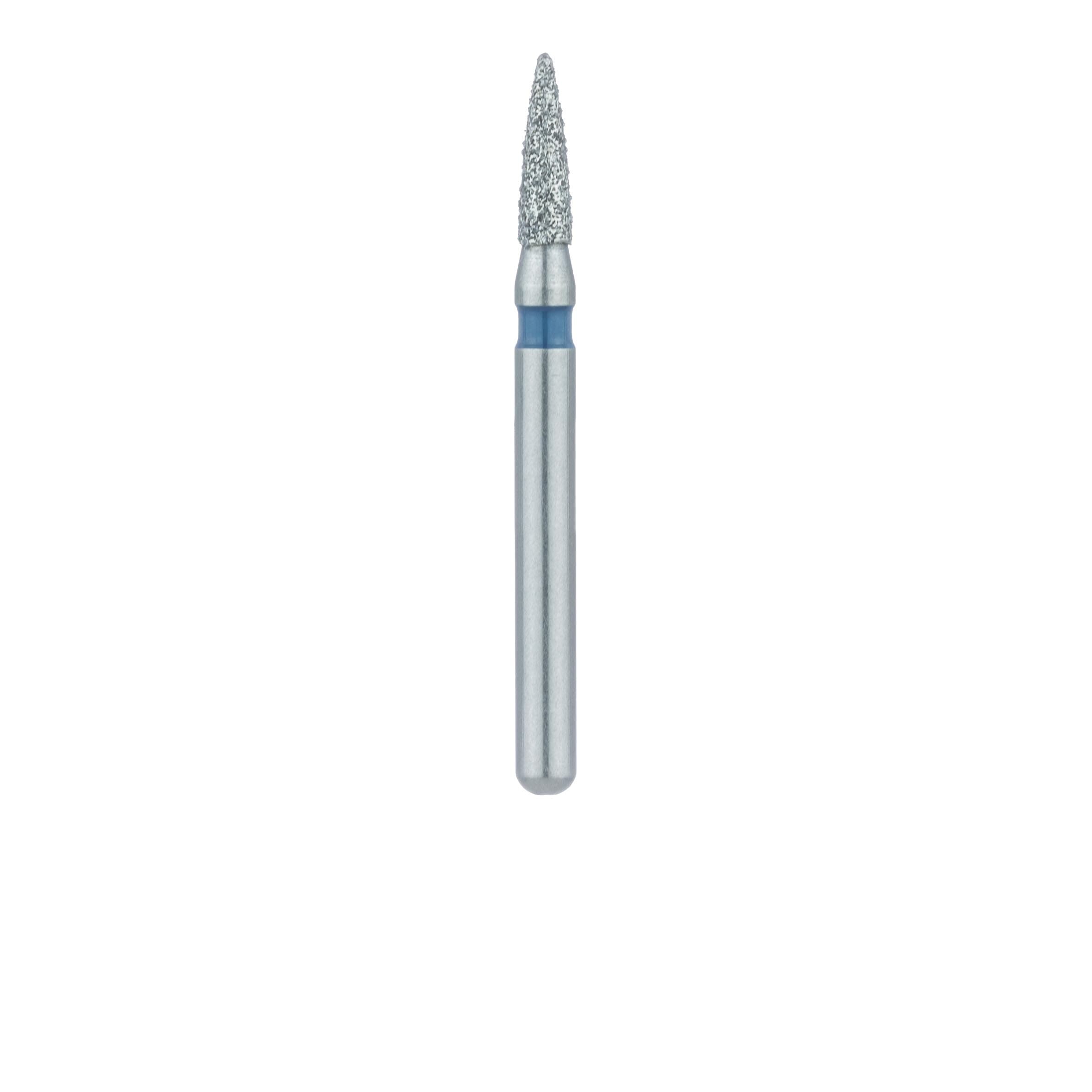 Meisinger 861-014-FG Diamond Bur, FG, Medium Grit, Blue Ring, Flame Shape, Point End, 1.4 mm Head Diameter, 5.0 mm Head Length, 5/Pkg thumbnail 2
