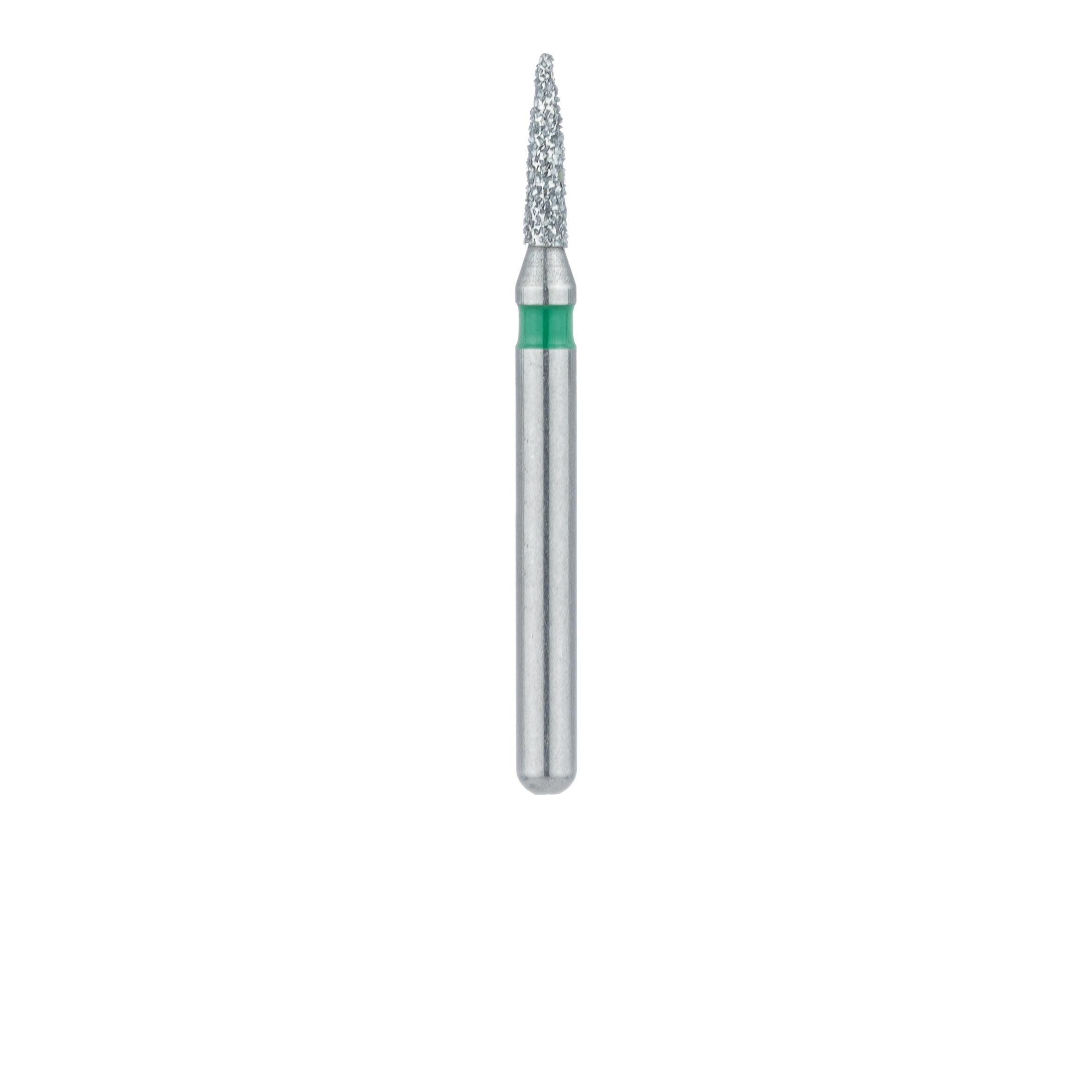 Meisinger 861G-012-FG Coarse Diamond Bur, Flame Shape, Friction Grip, 1.2 mm Head Diameter, 5.0 mm Head Length, Green Ring, 5/Pkg thumbnail 2