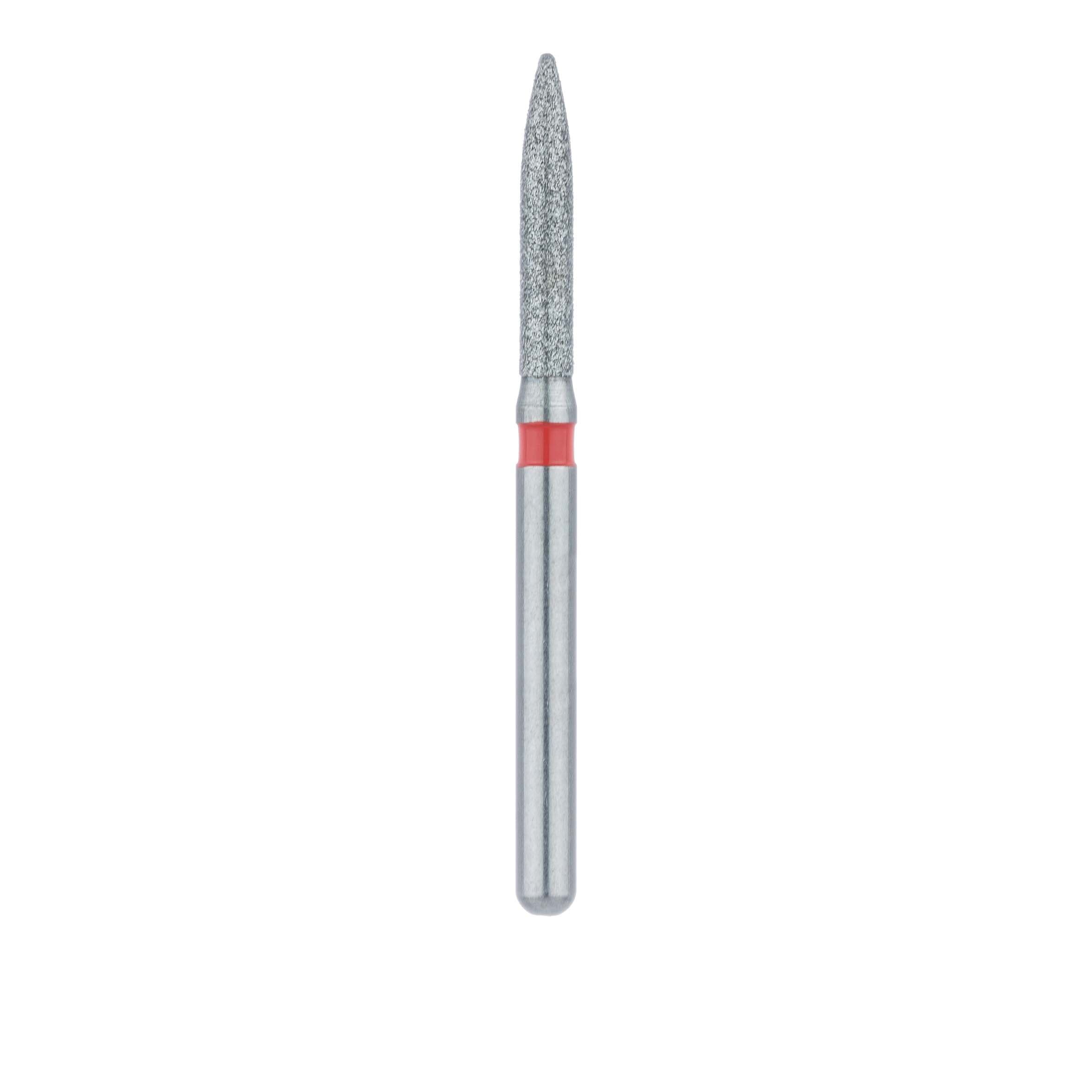Meisinger 862F-014-FG Fine Grit Flame Diamond Bur, Friction Grip, 1.4 mm Head Diameter, 8.0 mm Head Length, Red Ring, 5/Pkg thumbnail 2
