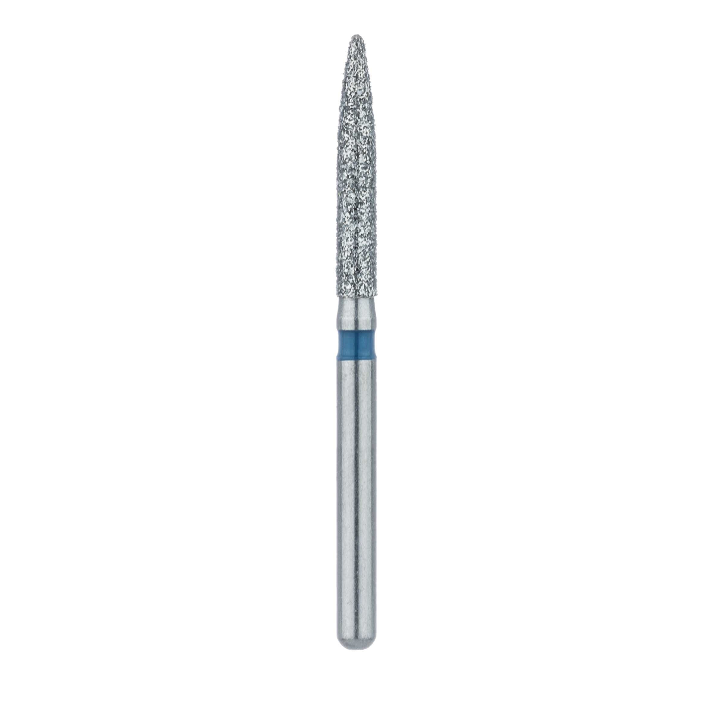 Meisinger 863-016-FG Diamond Bur, FG, Medium Grit, Blue Ring, Flame Shape, Point End, 1.6 mm Head Diameter, 10.0 mm Head Length, 5/Pkg thumbnail 2