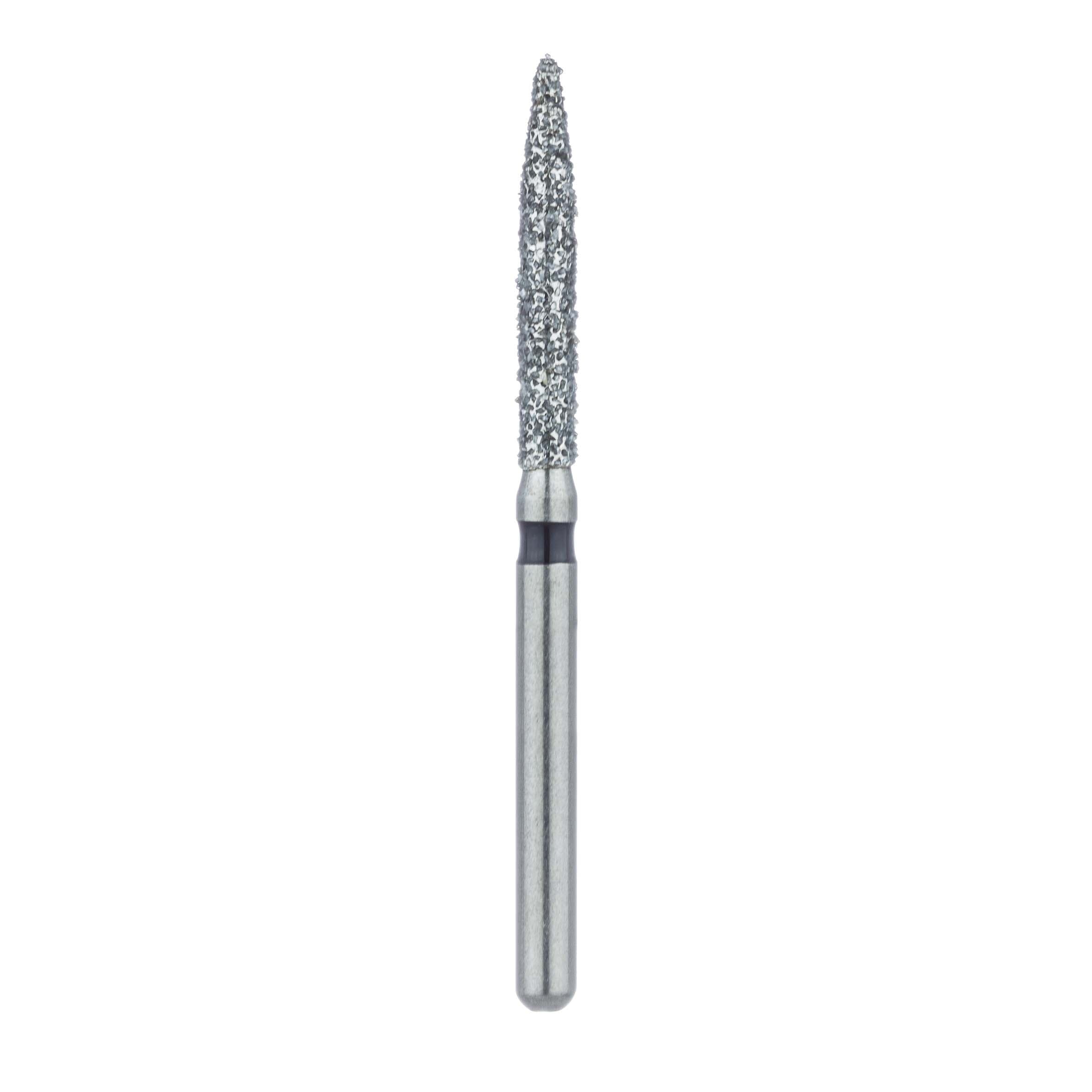 Meisinger 863H-016-FG Super Coarse Diamond Bur, Long Flame, Friction Grip, 1.6 mm Head Diameter, 10 mm Working Length, Black Ring, 5/Pack thumbnail 2