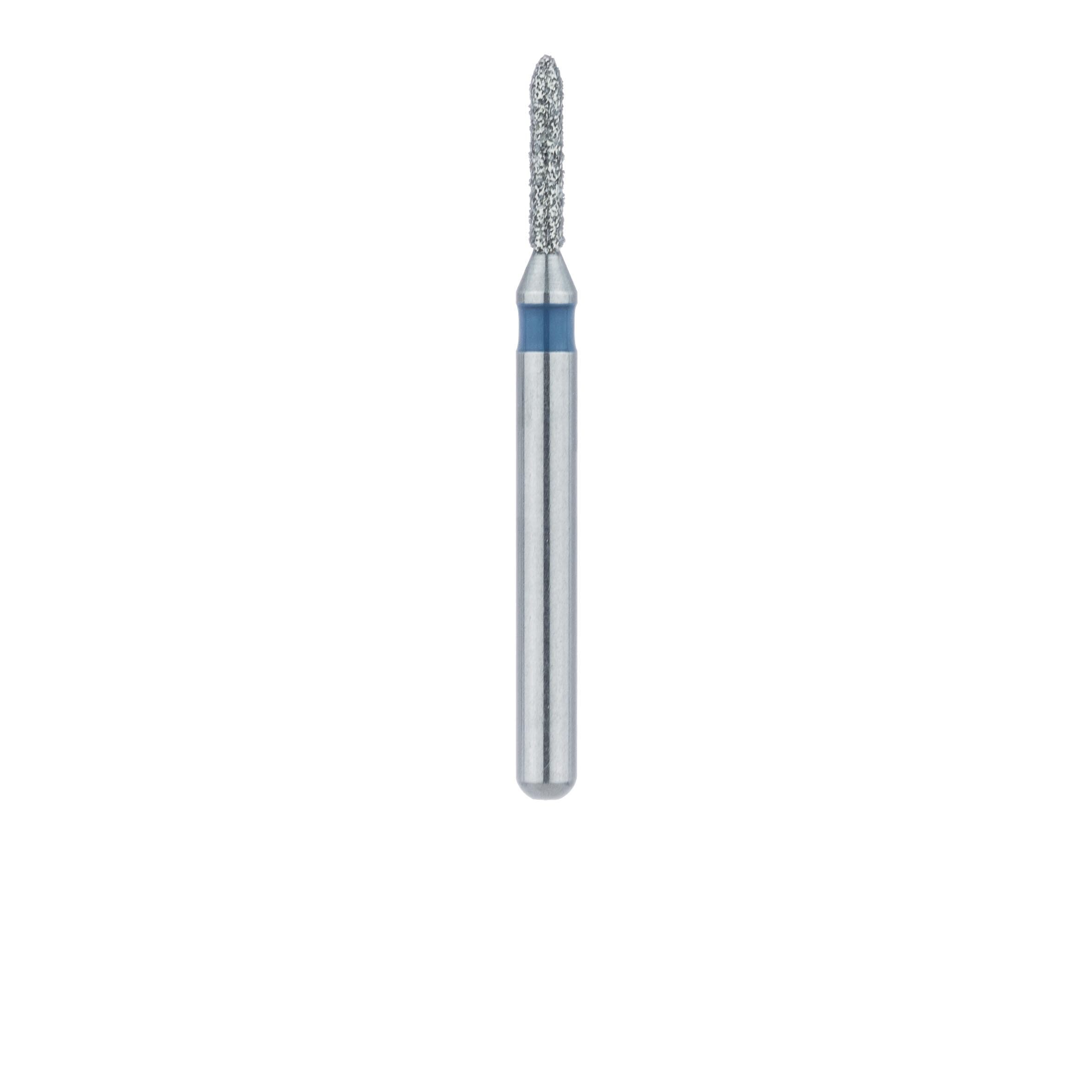 Meisinger 866-009-FG Diamond Bur, Medium Grit, Torpedo/Cylinder, Bevel End, Friction Grip, 0.9 mm Head Diameter, 5.0 mm Head Length, Blue Ring, 5/Pkg thumbnail 2