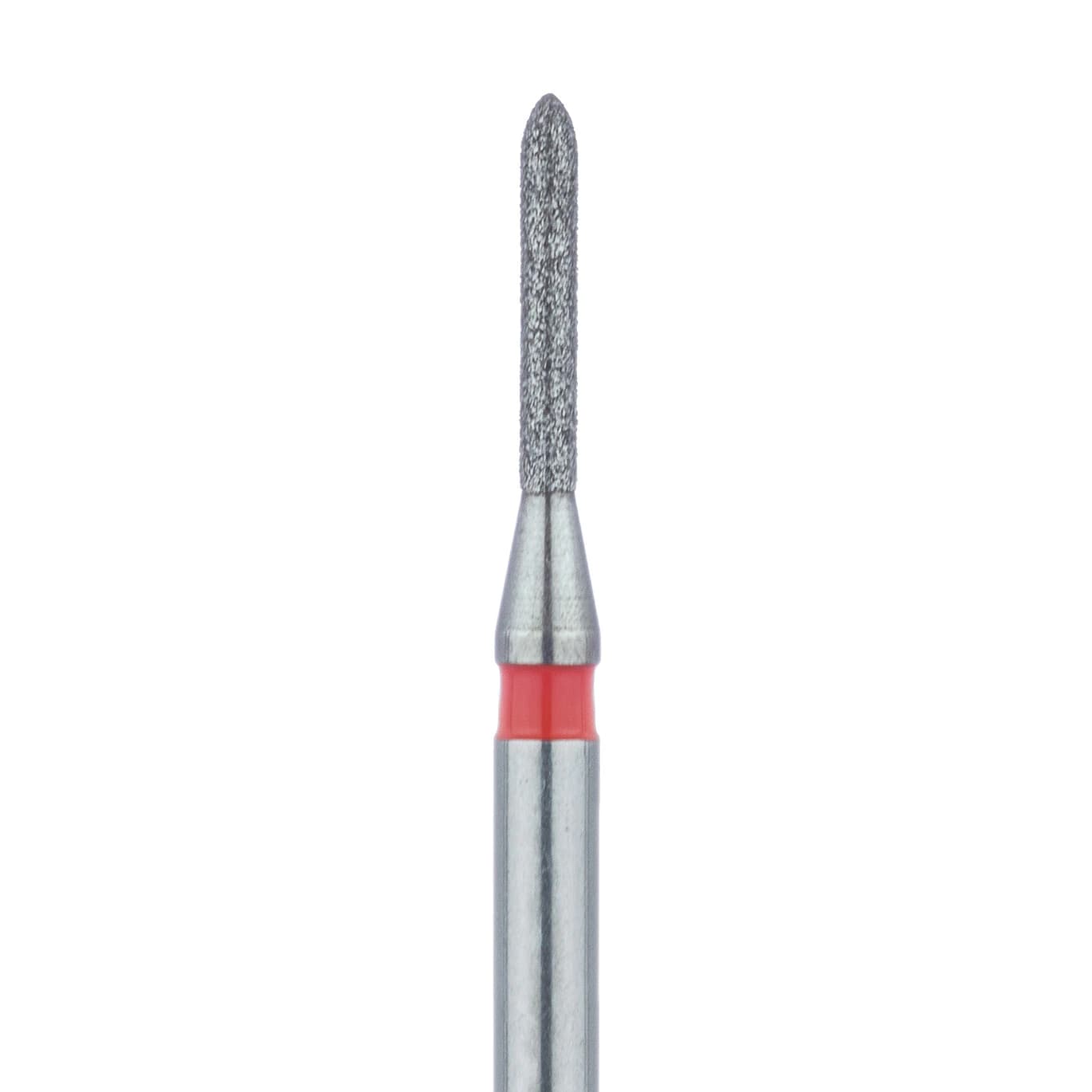 Meisinger 867F-009-FG Fine Grit Friction Grip Diamond Bur, Torpedo/Cylinder with Bevel End, 0.9 mm Head Diameter, 6.0 mm Head Length, Red Ring, 5/Pkg - Diamond Instruments – FG, Fine, Red, Cylinder, Bevel End, 5/Pkg - 867F-009-FG, 0.9 mm Head Diameter, 6.0 mm Head Length - Image 1