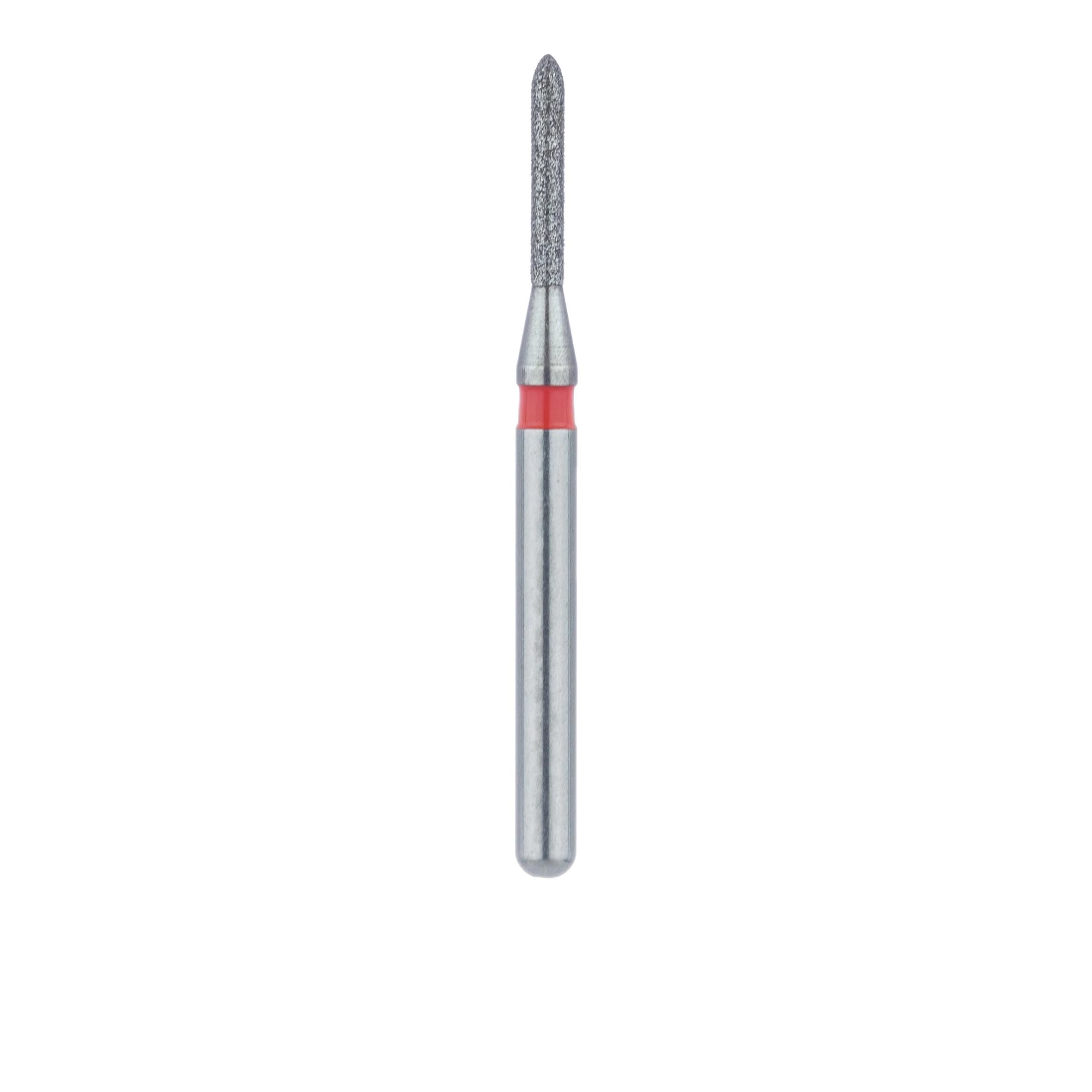 Meisinger 867F-009-FG Fine Grit Friction Grip Diamond Bur, Torpedo/Cylinder with Bevel End, 0.9 mm Head Diameter, 6.0 mm Head Length, Red Ring, 5/Pkg thumbnail 2