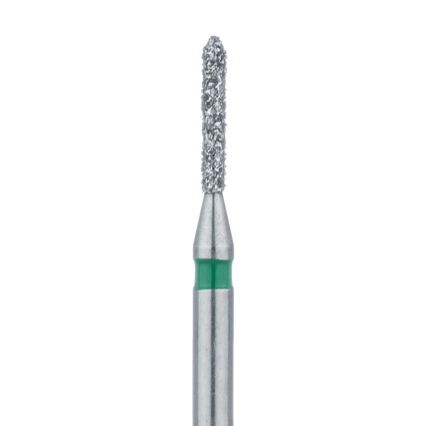 Meisinger 867G-010-FG Coarse Diamond Bur, Torpedo/Cylinder, Bevel End, Friction Grip, 1.0 mm Head Diameter, 6.0 mm Head Length, Green Ring, 5/Pkg - Diamond Instruments – FG, Coarse, Green, Cylinder, Bevel End, 5/Pkg - 867G-010-FG, 1.0 mm Head Diameter, 6.0 mm Head Length - Image 1