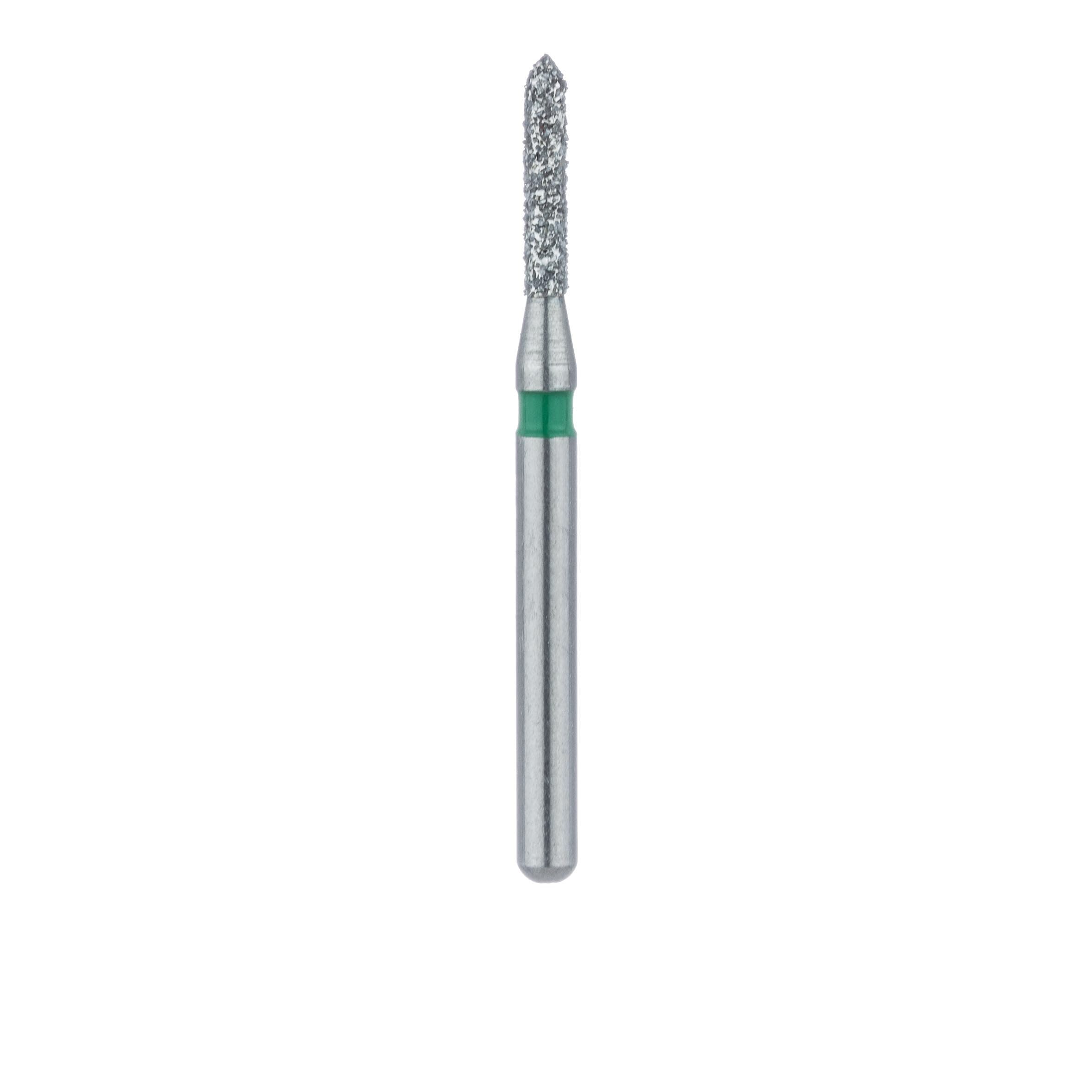 Meisinger 867G-012-FG Coarse Diamond Bur, Torpedo, Friction Grip, 1.2 mm, Green Ring, 5/Pack thumbnail 2