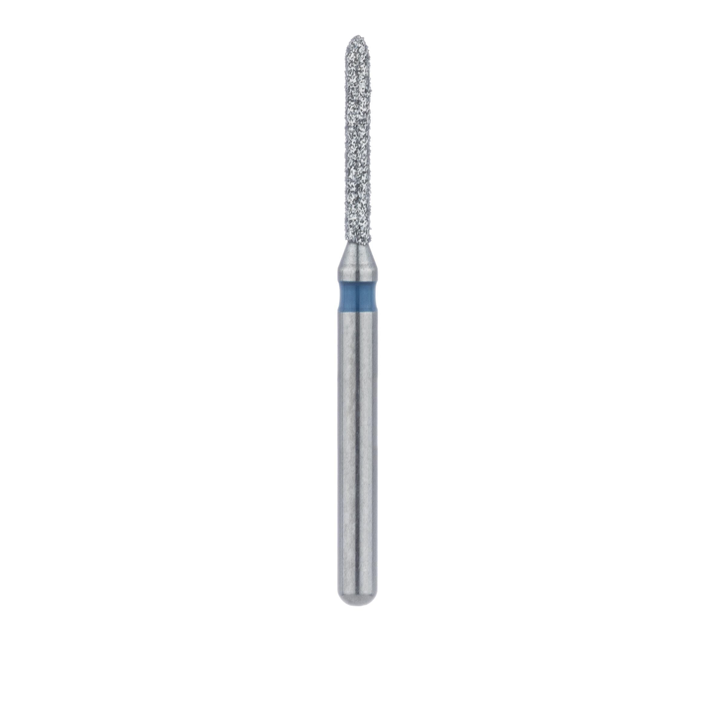 Meisinger 868-010-FG Diamond Bur, FG, Medium Grit, Blue Ring, Torpedo/Cylinder with Bevel End, 1.0 mm Head Diameter, 8.0 mm Head Length, 5/Pkg thumbnail 2