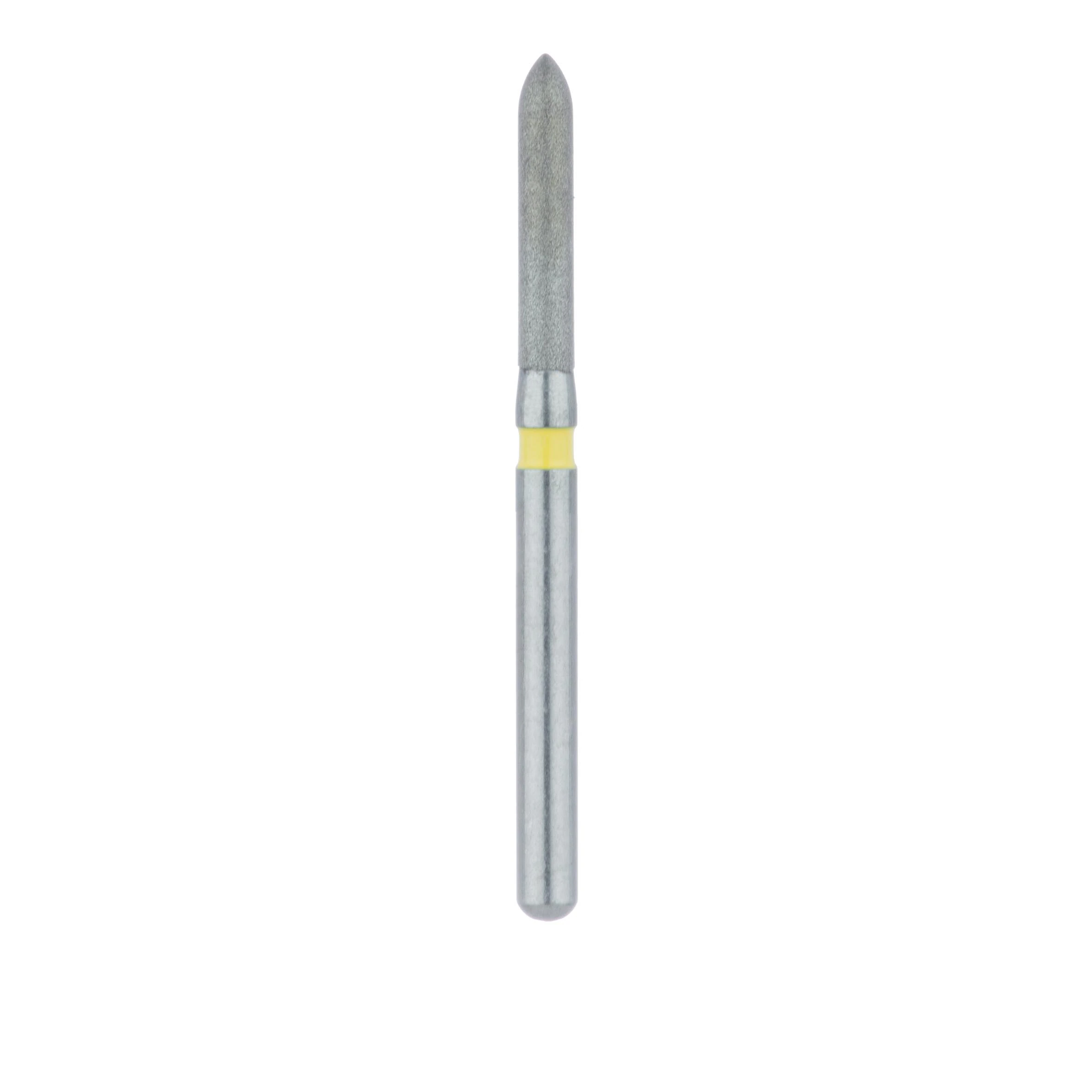 Meisinger 868C-014-FG Diamond Bur, Extra Fine (Yellow), Torpedo/Cylinder, Friction Grip, 1.4 mm Head Diameter, 8.0 mm Head Length, 5/Pkg thumbnail 2
