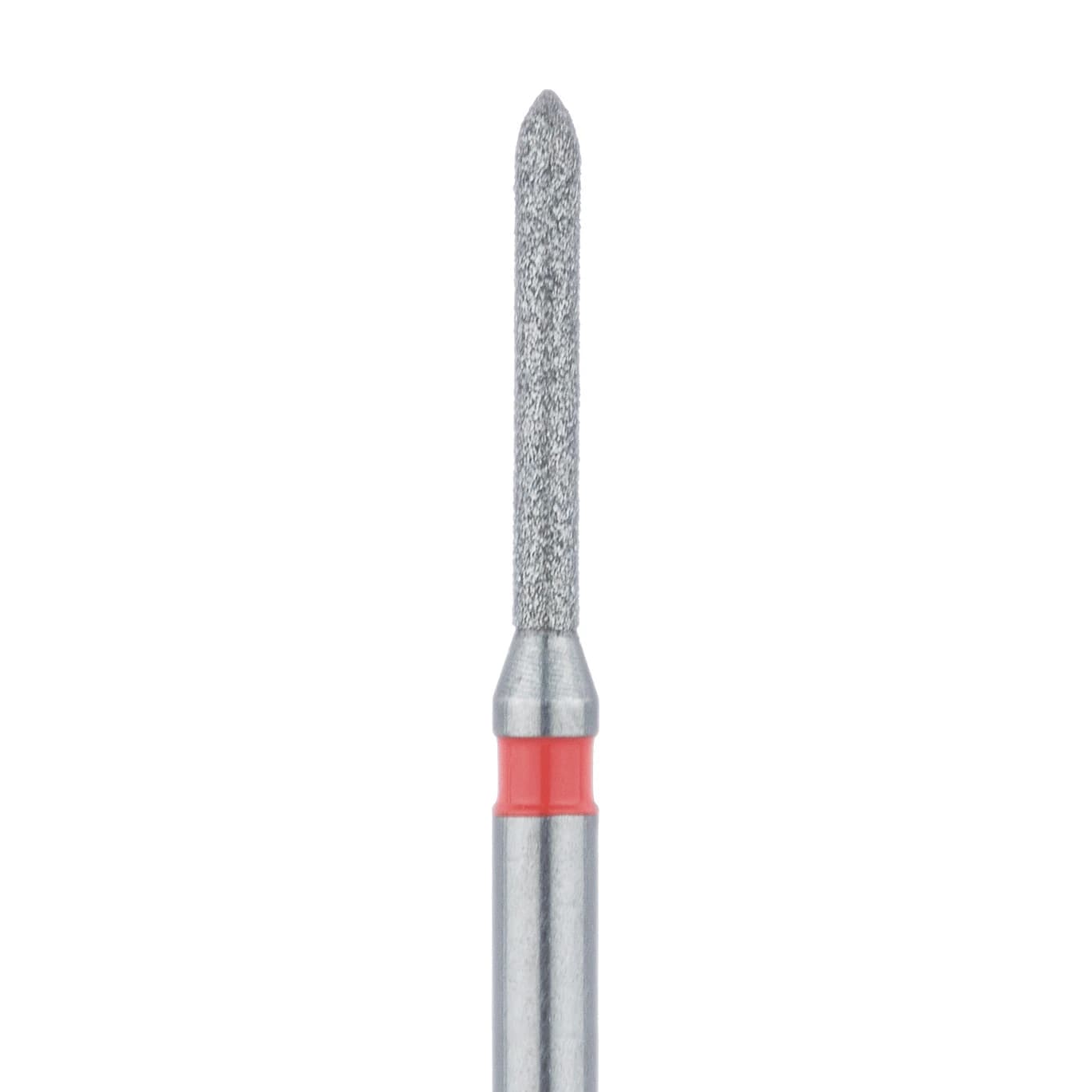 Meisinger 868F-010-FG Fine Diamond Bur, Torpedo/Cylinder, Bevel End, Friction Grip, 1.0 mm Head Diameter, 8.0 mm Head Length, 5/Pkg - Diamond Instruments – FG, Fine, Red, Cylinder, Bevel End, 5/Pkg - 868F-010-FG, 1.0 mm Head Diameter, 8.0 mm Head Length - Image 1
