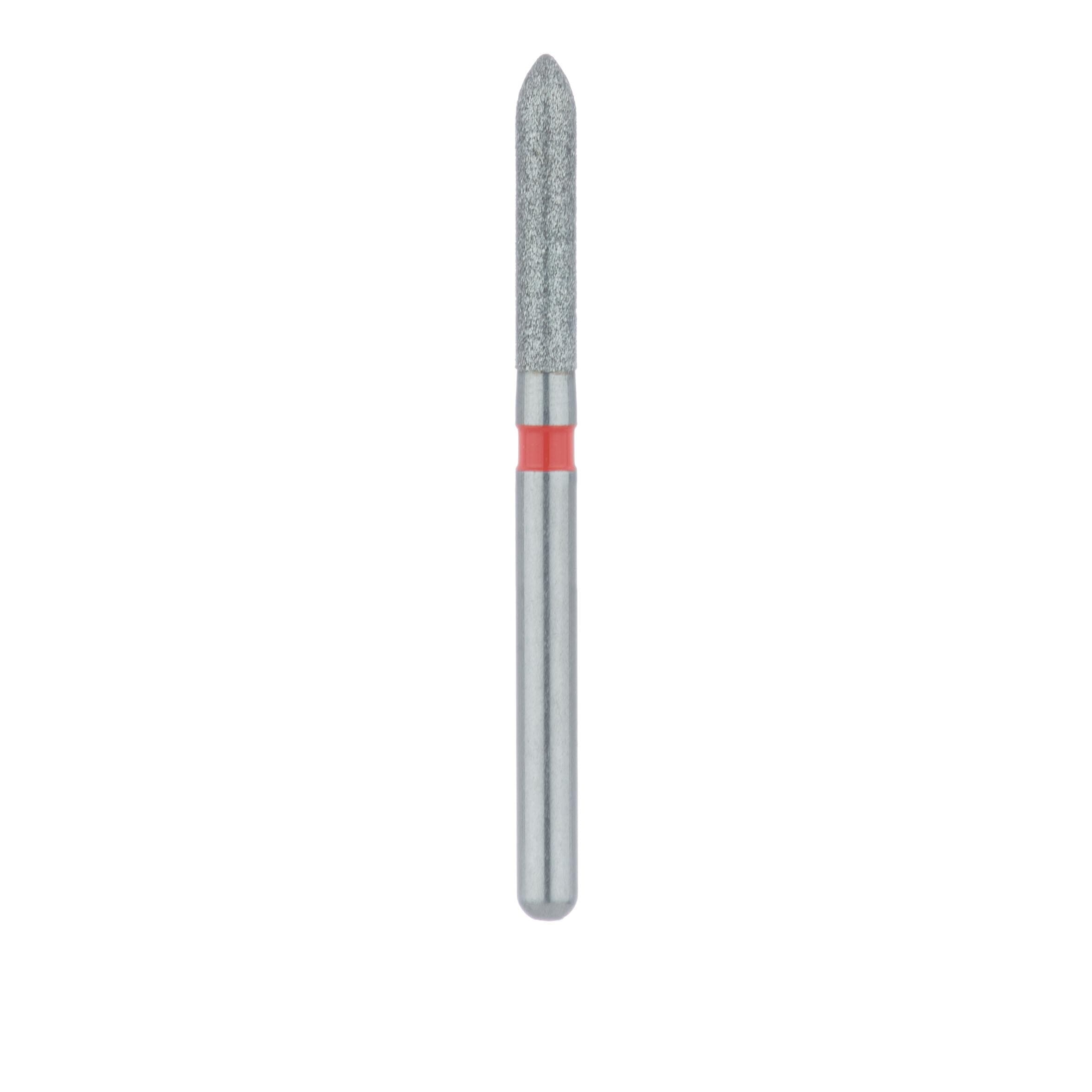 Meisinger 868F-016-FG Fine Grit Diamond Bur, Torpedo/Cylinder Shape, Bevel End, 1.6 mm Head Diameter, 8.0 mm Head Length, Friction Grip, Red Ring, 5/Pkg thumbnail 2