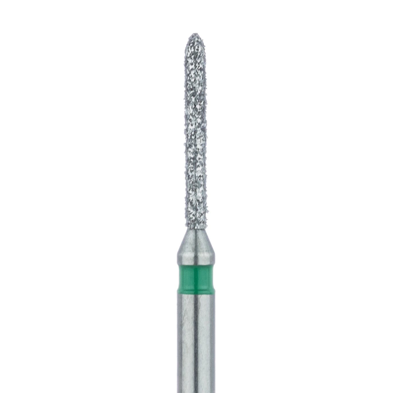 Meisinger 868G-010-FG Diamond Bur, FG, Coarse (Green), Torpedo, 1.0 mm Head Diameter, 8.0 mm Head Length, 5/Pkg - Diamond Instruments – FG, Coarse, Green, Cylinder, Bevel End, 5/Pkg - 868G-010-FG, 1.0 mm Head Diameter, 8.0 mm Head Length - Image 1
