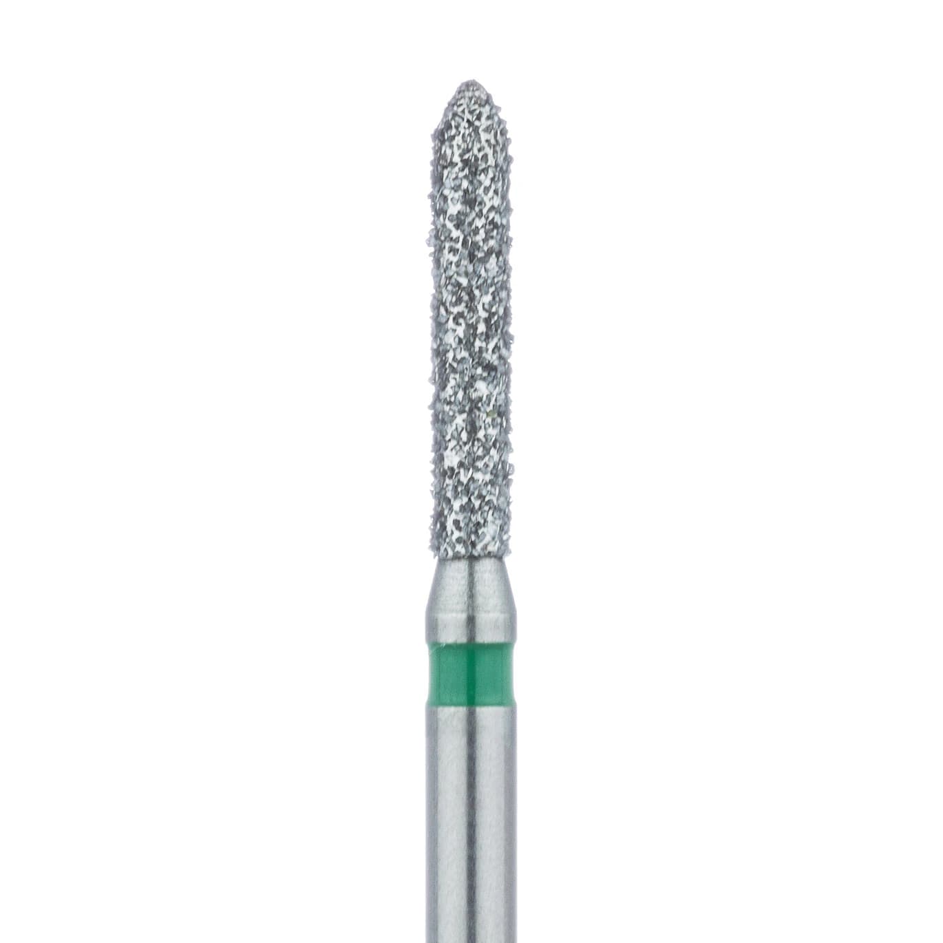 Meisinger 868G-014-FG Diamond Bur, FG, Coarse (Green), Torpedo/Cylinder with Bevel End, 1.4 mm Head Diameter, 8.0 mm Head Length, 5/Pkg - Diamond Instruments – FG, Coarse, Green, Cylinder, Bevel End, 5/Pkg - 868G-014-FG, 1.4 mm Head Diameter, 8.0 mm Head Length - Image 1