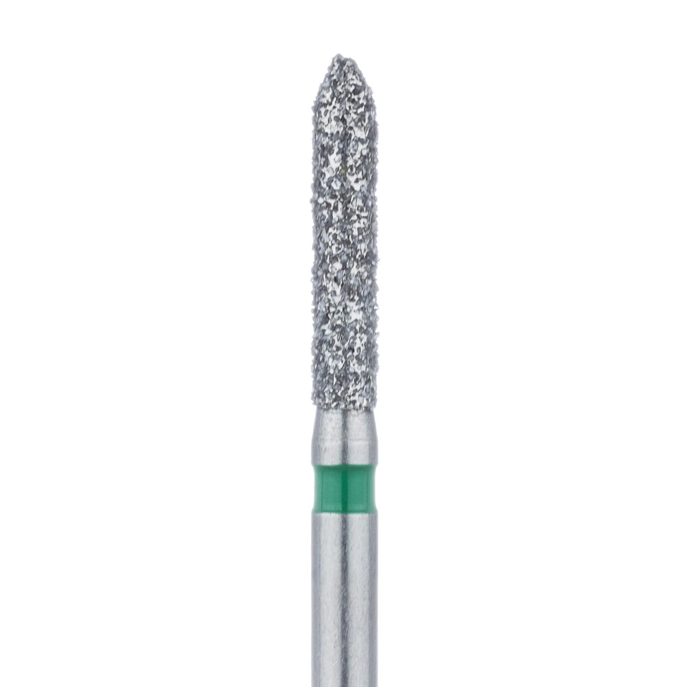 Meisinger 868G-016-FG Diamond Bur, FG, Coarse (Green), Torpedo/Cylinder with Bevel End, 1.6 mm Head Diameter, 8.0 mm Head Length, 5/Pkg - Diamond Instruments – FG, Coarse, Green, Cylinder, Bevel End, 5/Pkg - 868G-016-FG, 1.6 mm Head Diameter, 8.0 mm Head Length - Image 1