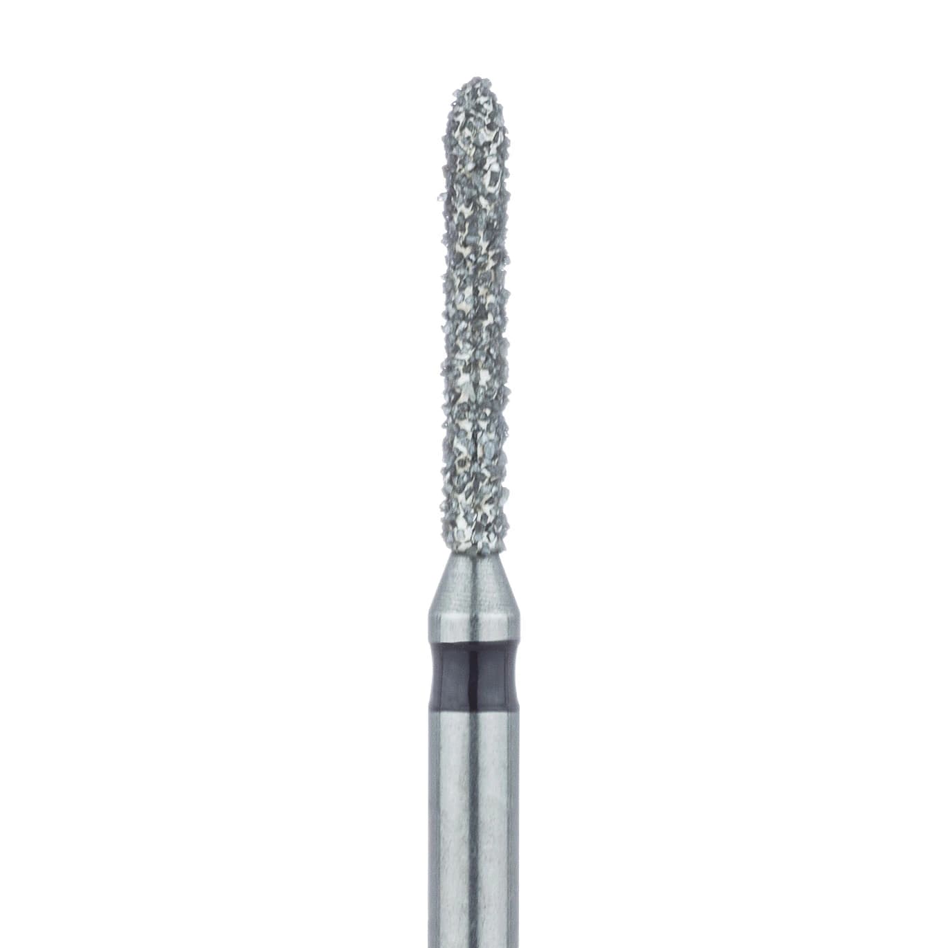 Meisinger 868H-012-FG Super Coarse Diamond Bur, Torpedo/Cylinder, Bevel End, Friction Grip, 1.2 mm Head Diameter, 8.0 mm Head Length, 5/Pkg - Diamond Instruments – FG, Super Coarse, Black, Cylinder, Bevel End, 5/Pkg - 868H-012-FG, 1.2 mm Head Diameter, 8.0 mm Head Length - Image 1