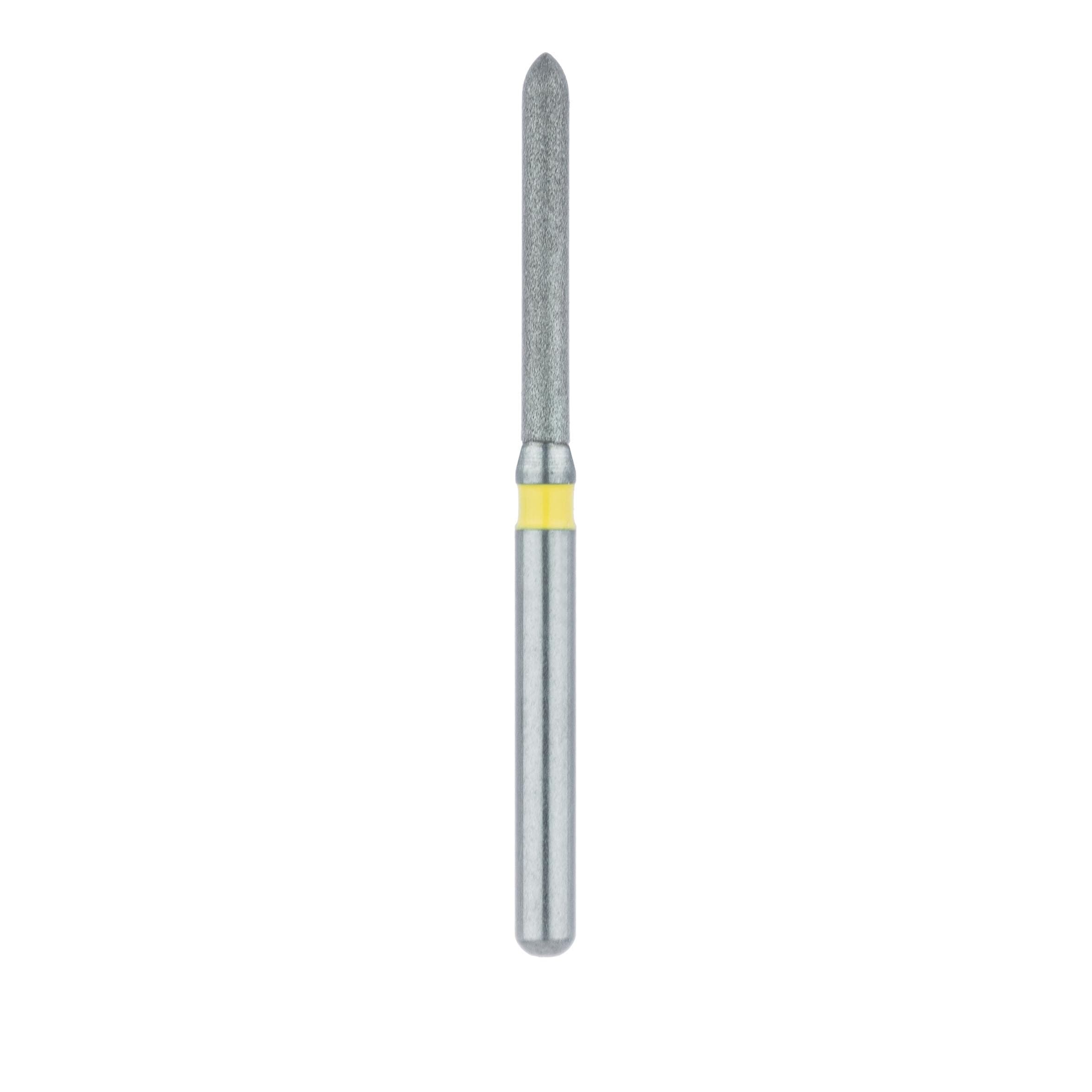 Meisinger 869C-012-FG Extra Fine Diamond Bur, Long Torpedo Beveled Tip, Friction Grip, 1.2 mm, Yellow Ring, 5/Pack thumbnail 2