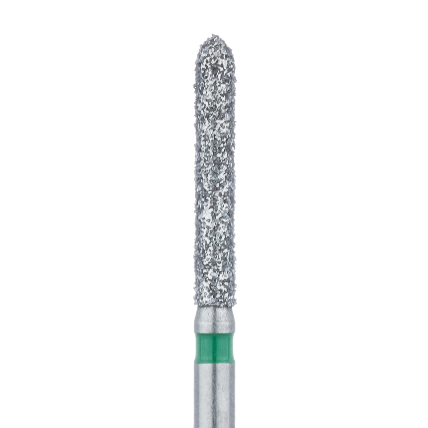 Meisinger 869G-016-FG Coarse Diamond Bur, FG, Long Torpedo, Green Ring, 1.6 mm Head Diameter, 10 mm Head Length, 5/Pkg - Diamond Instruments – FG, Coarse, Green, Cylinder, Bevel End, 5/Pkg - 869G-016-FG, 1.6 mm Head Diameter, 10.0 mm Head Length - Image 1