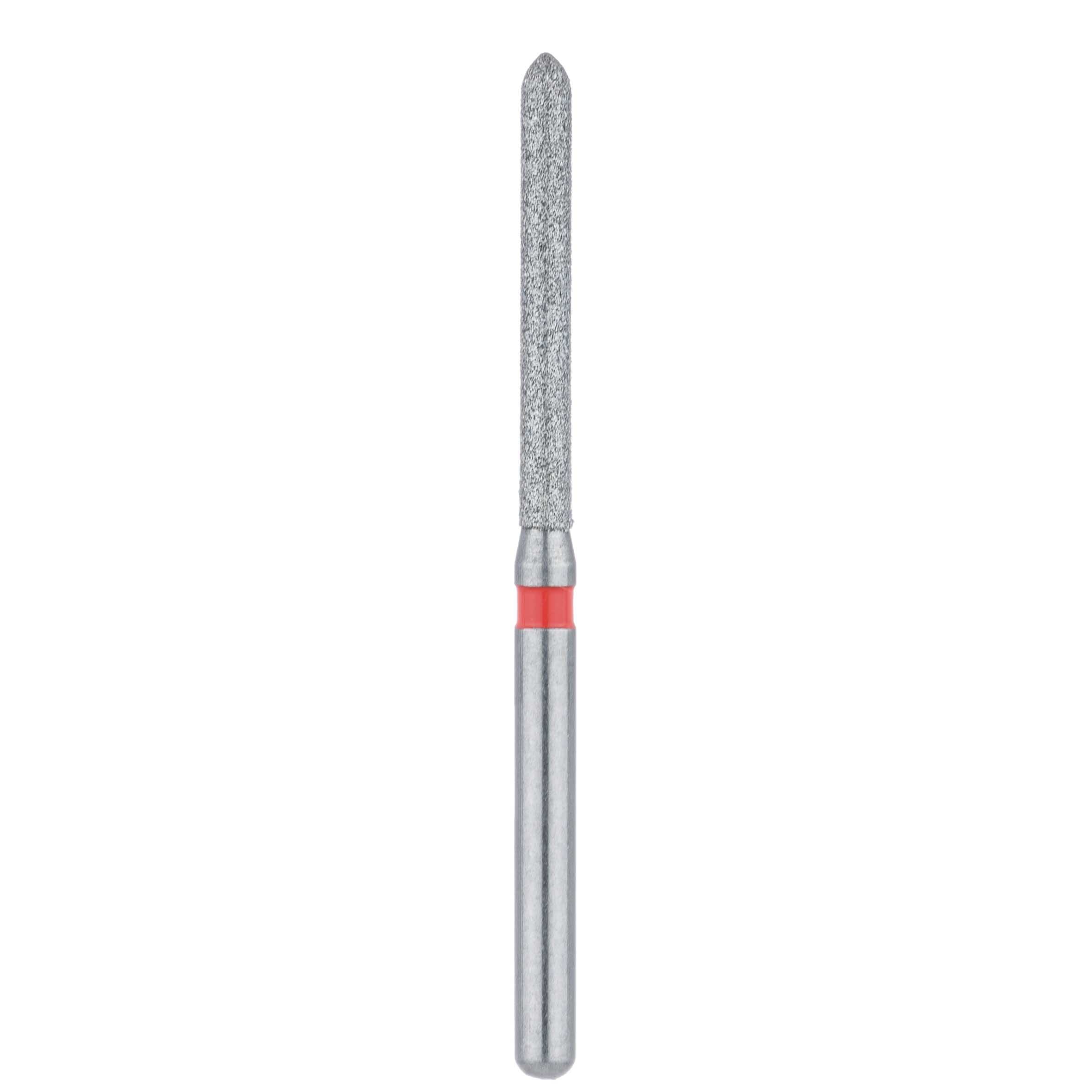 Meisinger 869LF-014-FG Fine Diamond Bur, Extra Long Torpedo, Friction Grip, 1.4 mm Diameter, Red Ring, 5/Pack thumbnail 2