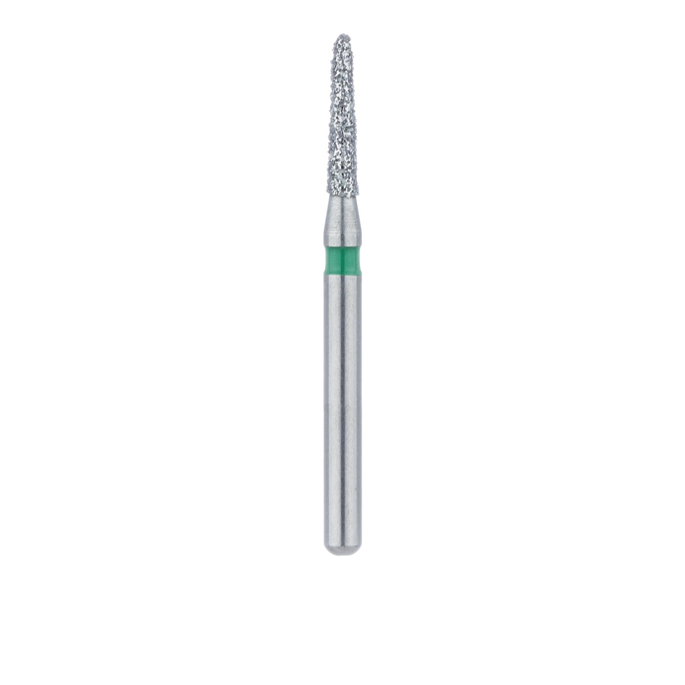 Meisinger 877G-014-FG Coarse Diamond Bur, Friction Grip, Tapered Torpedo/Cylinder, Bevel End, 1.4 mm Head Diameter, 6.5 mm Head Length, Green Ring, 5/Pkg thumbnail 2