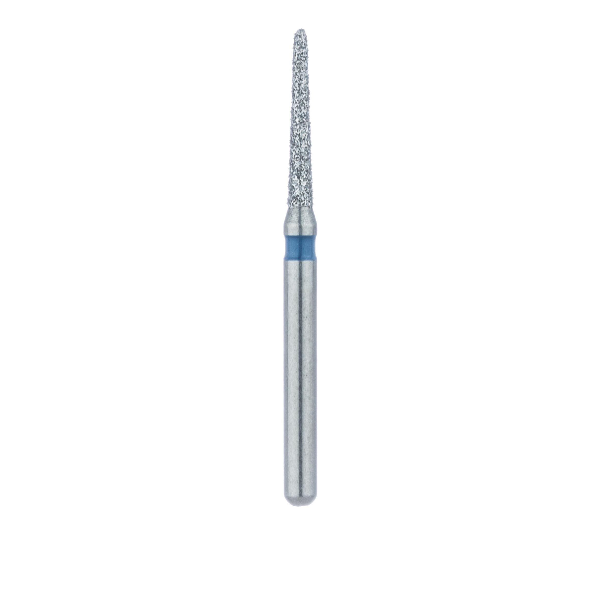 Meisinger 878-012-FG Diamond Bur, Medium Grit, Blue Ring, Tapered Torpedo/Cylinder, Bevel End, 1.2 mm Head Diameter, 8.0 mm Head Length, Friction Grip, 5/Pkg thumbnail 2