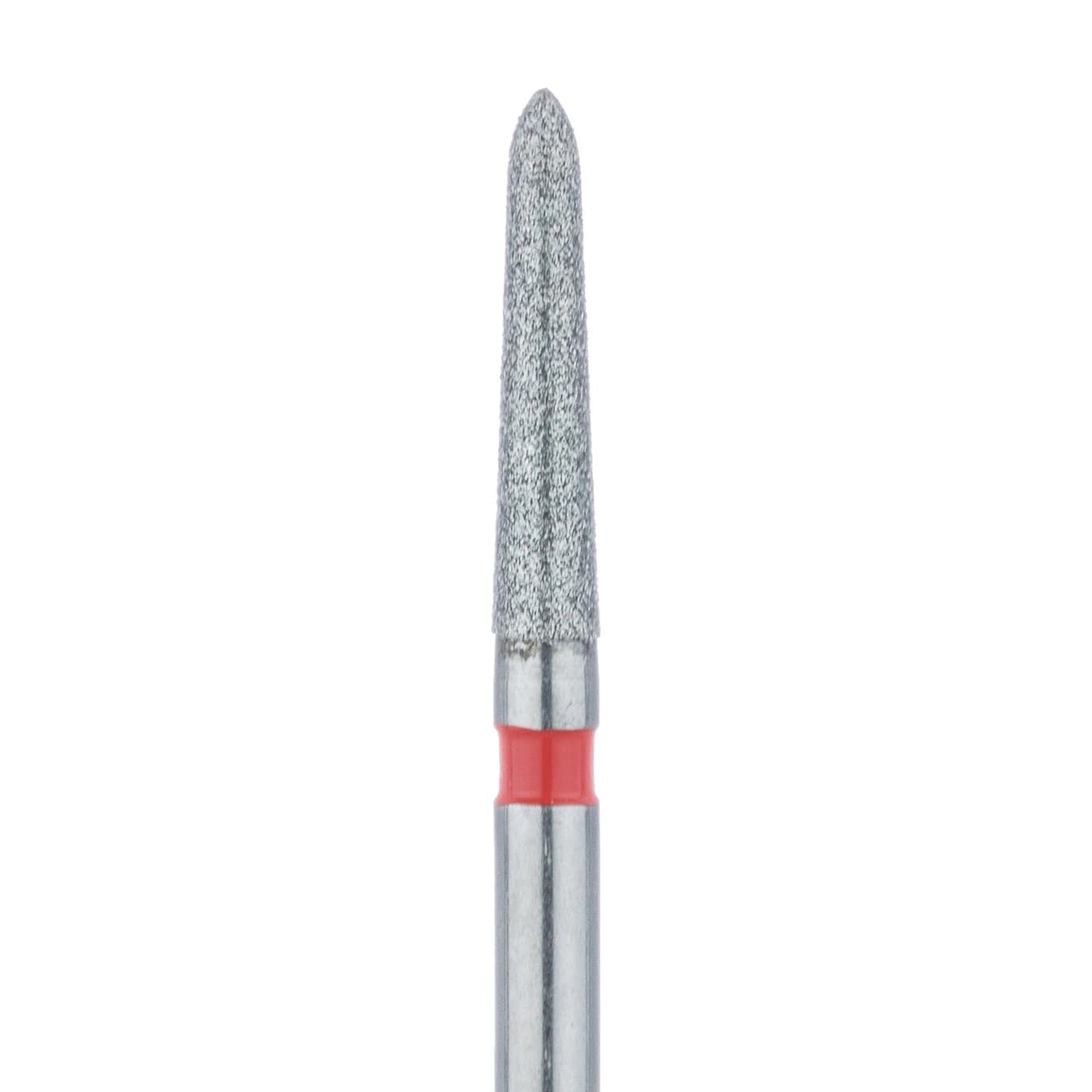 Meisinger 878F-016-FG Fine Grit Diamond Bur, Friction Grip, Cylinder/Torpedo with Bevel End, 1.6 mm Head Diameter, 8.0 mm Head Length, Red Ring, 5/Pkg - Diamond Instruments – FG, Fine, Red, Cylinder, Bevel End, 5/Pkg - 878F-016-FG, 1.6 mm Head Diameter, 8.0 mm Head Length - Image 1