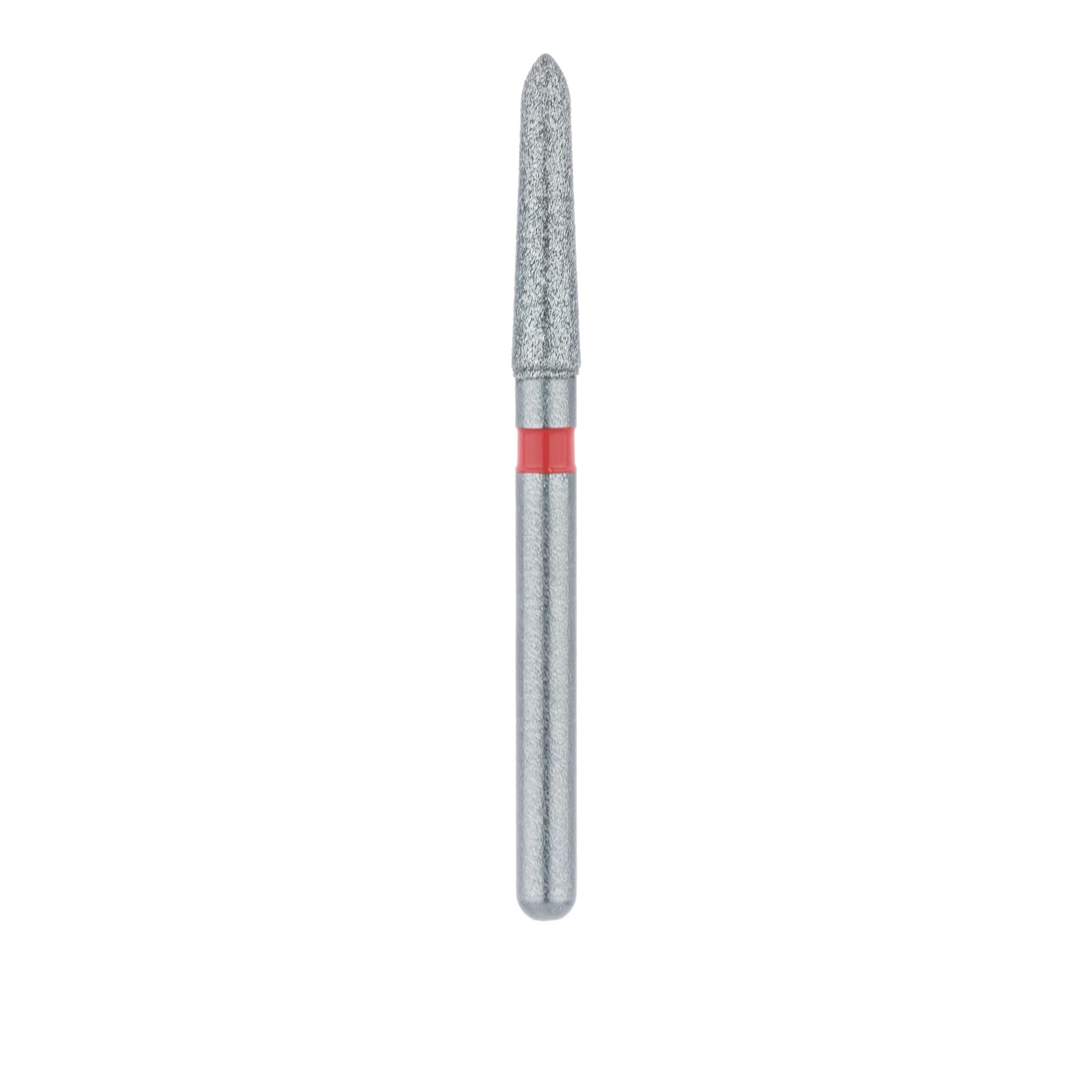 Meisinger 878F-018-FG Fine Grit Friction Grip Diamond Bur, Tapered Torpedo/Modified Chamfer, 1.8 mm Head Diameter, 8.0 mm Head Length, Red Ring, 5/Pkg thumbnail 2