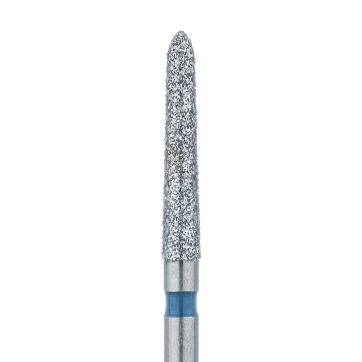 Meisinger 879-018-FG Diamond Bur, Medium Grit, Tapered Torpedo/Cylinder, Bevel End, 1.8 mm Head Diameter, 10.0 mm Head Length, Friction Grip, 5/Pkg - Diamond Instruments – FG, Medium, Blue, Cylinder, Bevel End, 5/Pkg - 879-018-FG, 1.8 mm Head Diameter, 10.0 mm Head Length - Image 1