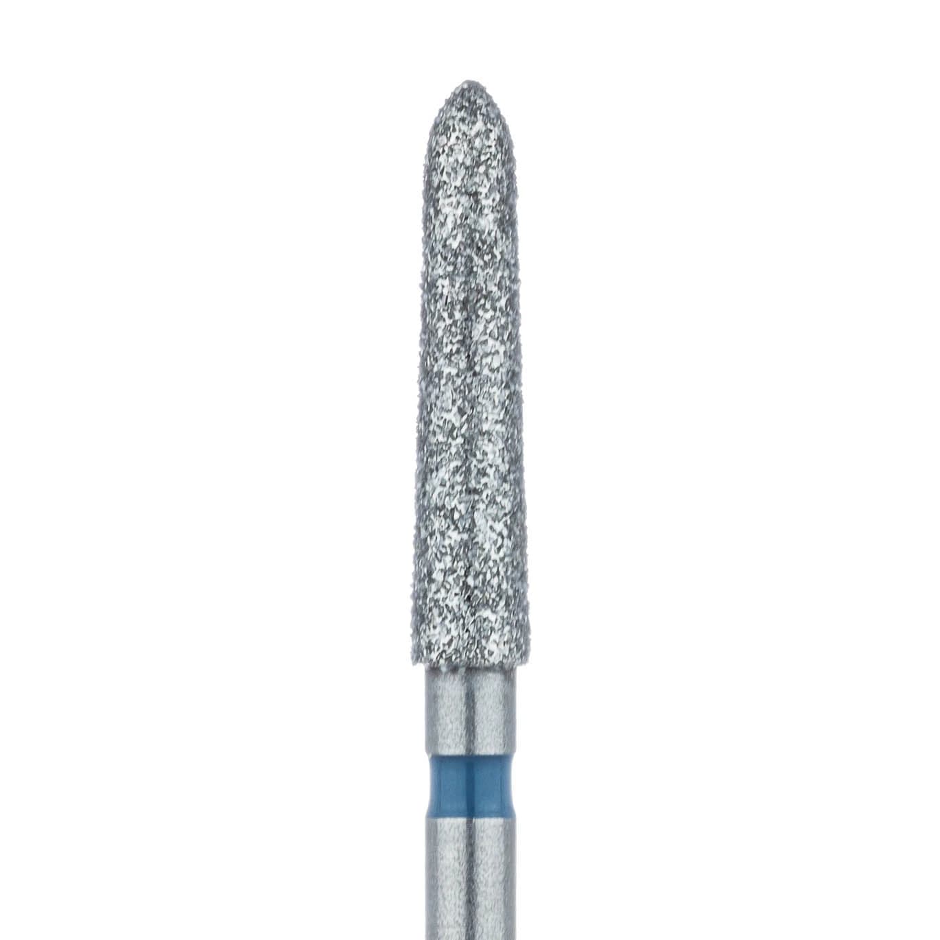 Meisinger 879-021-FG Diamond Bur, FG, Medium Grit, Blue Ring, Tapered Torpedo/Cylinder with Bevel End, 2.1 mm Head Diameter, 10 mm Head Length, 5/Pkg - Diamond Instruments – FG, Medium, Blue, Cylinder, Bevel End, 5/Pkg - 879-021-FG, 2.1 mm Head Diameter, 10.0 mm Head Length - Image 1