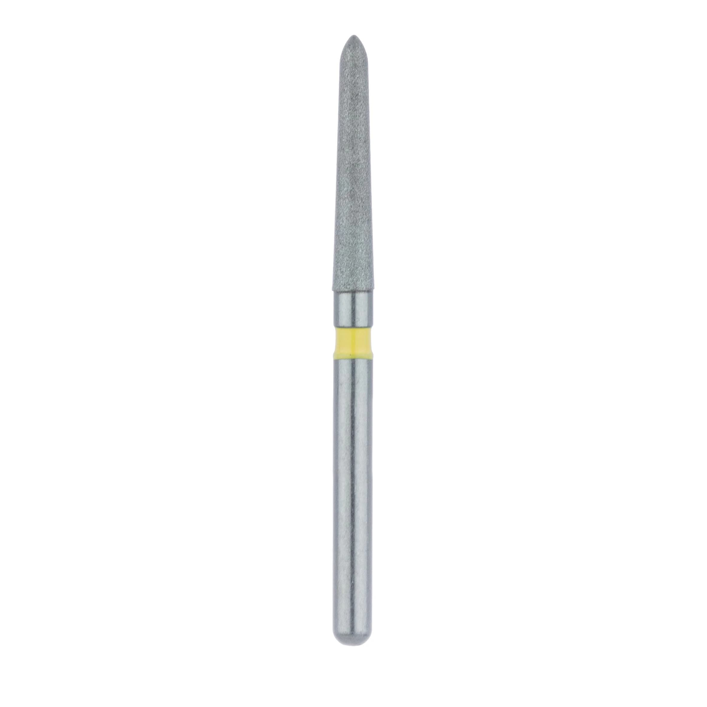 Meisinger 879C-016-FG Extra Fine Diamond Bur, Friction Grip, Cylinder/Chamfer, 1.6 mm Head Diameter, 10.0 mm Head Length, Yellow Ring, 5/Pkg thumbnail 2