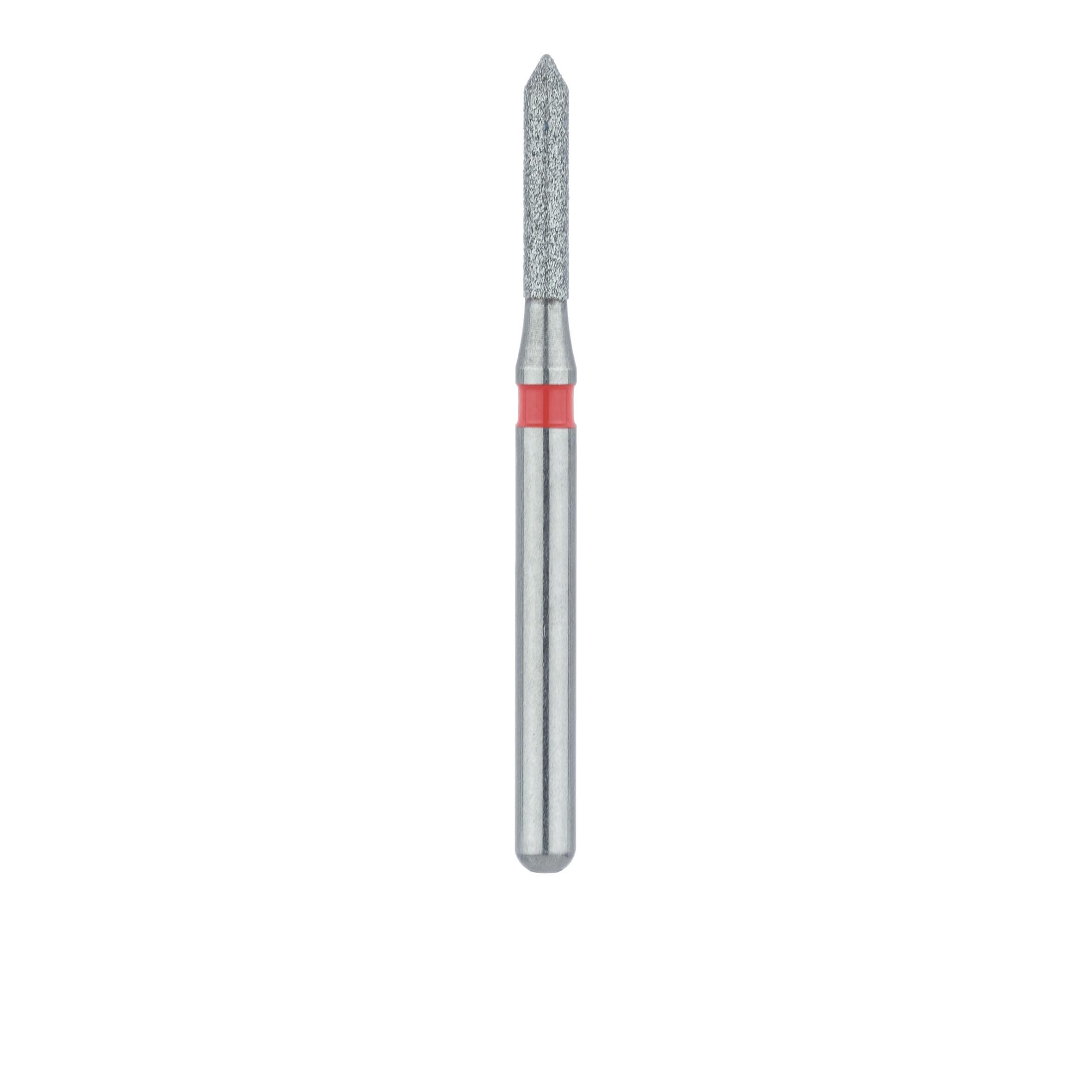 Meisinger 884F-012-FG Fine Diamond Bur, Pointed Cylinder, Bevel End, Friction Grip, 1.2 mm Head Diameter, 6.0 mm Head Length, Red Ring, 5/Pkg thumbnail 2