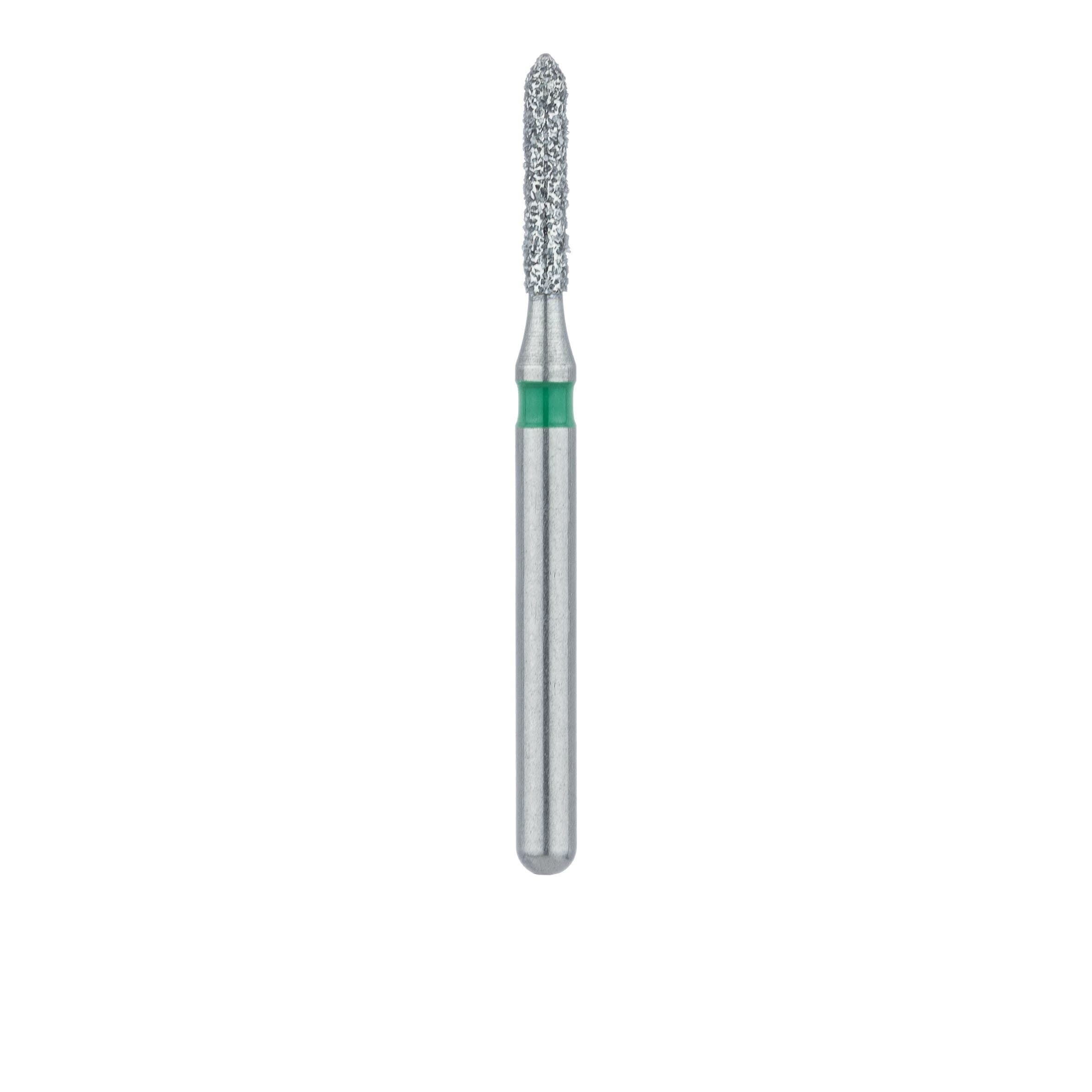 Meisinger 884G-012-FG Diamond Bur, Coarse (Green), Pointed Cylinder with Bevel Tip, Friction Grip, 1.2 mm Head Diameter, 6.0 mm Head Length, 5/Pkg thumbnail 2