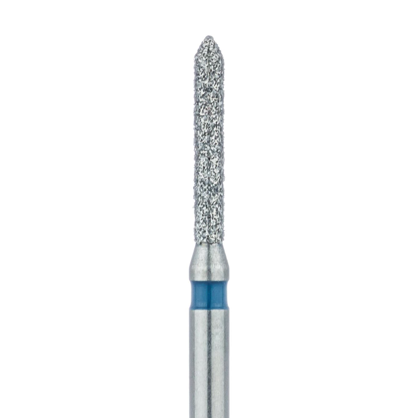 Meisinger 885-012-FG Medium Grit Diamond Bur, Pointed Cylinder, Friction Grip, 1.2 mm Head Diameter, 8 mm Head Length, Blue Ring, 5/Pack - Meisinger Diamond, FG, Medium, Blue, Cylinder, 885-012, Pkg/5 - Image 1