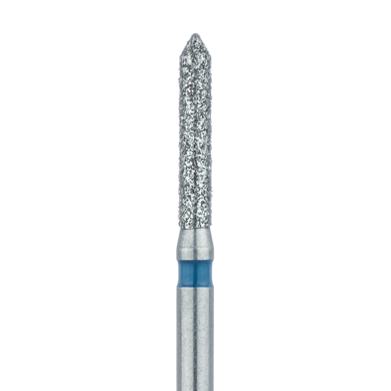 Meisinger Diamond Bur, FG, Medium Grit (Blue), Pointed Cylinder with Bevel Tip, 1.4 mm Head Diameter, 8.0 mm Head Length, 885-014, Pack of 5 - Meisinger Diamond, FG, Medium, Blue, Cylinder, 885-014, Pkg/5 - Image 1