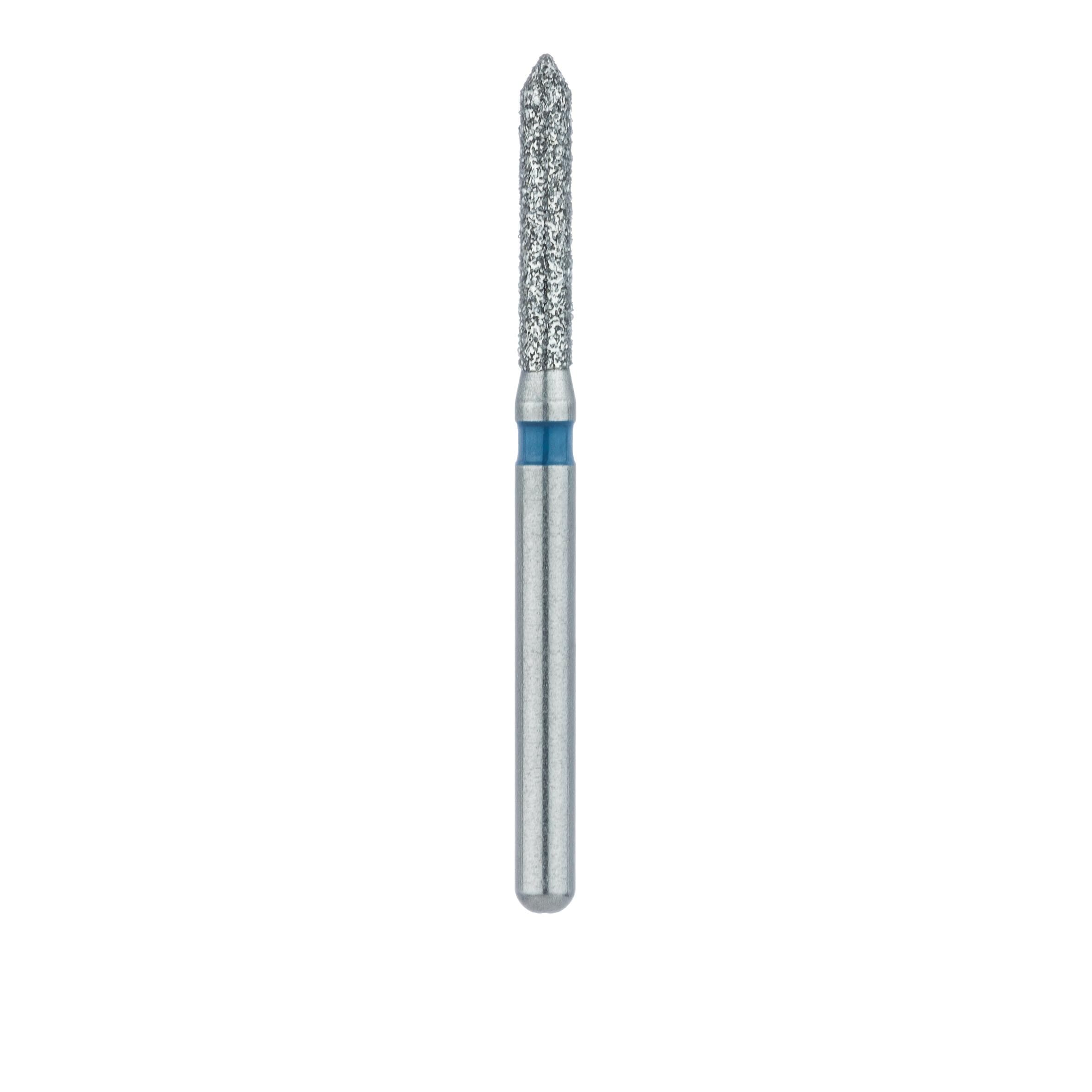 Meisinger Diamond Bur, FG, Medium Grit (Blue), Pointed Cylinder with Bevel Tip, 1.4 mm Head Diameter, 8.0 mm Head Length, 885-014, Pack of 5 thumbnail 2