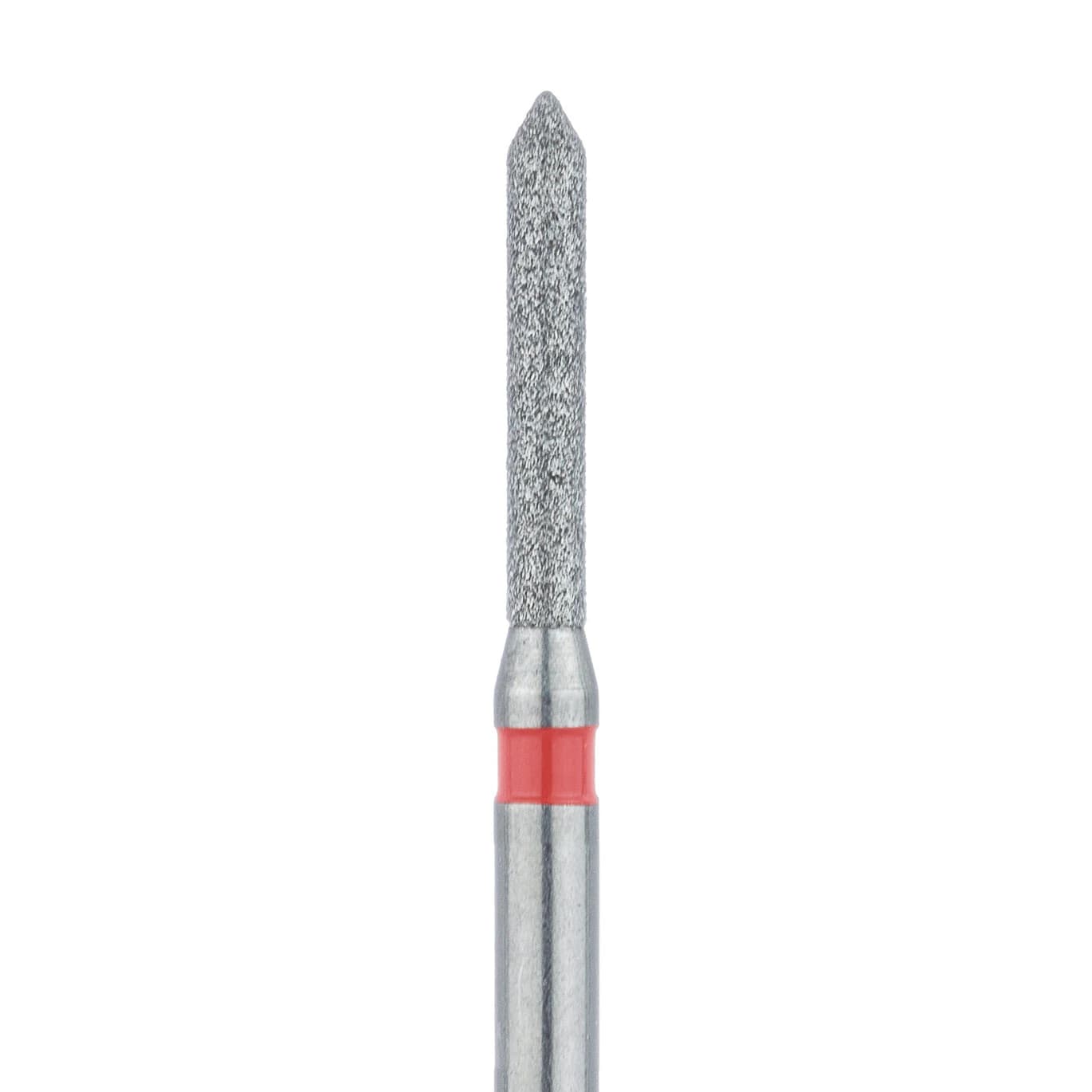 Meisinger 885F-012-FG Fine Diamond Bur, Pointed Cylinder, Friction Grip, 1.2 mm Head Diameter, 8 mm Head Length, Red Ring, 5/Pack - Meisinger Diamond, FG, Fine, Red, Cylinder, 885F-012, Pkg/5 - Image 1
