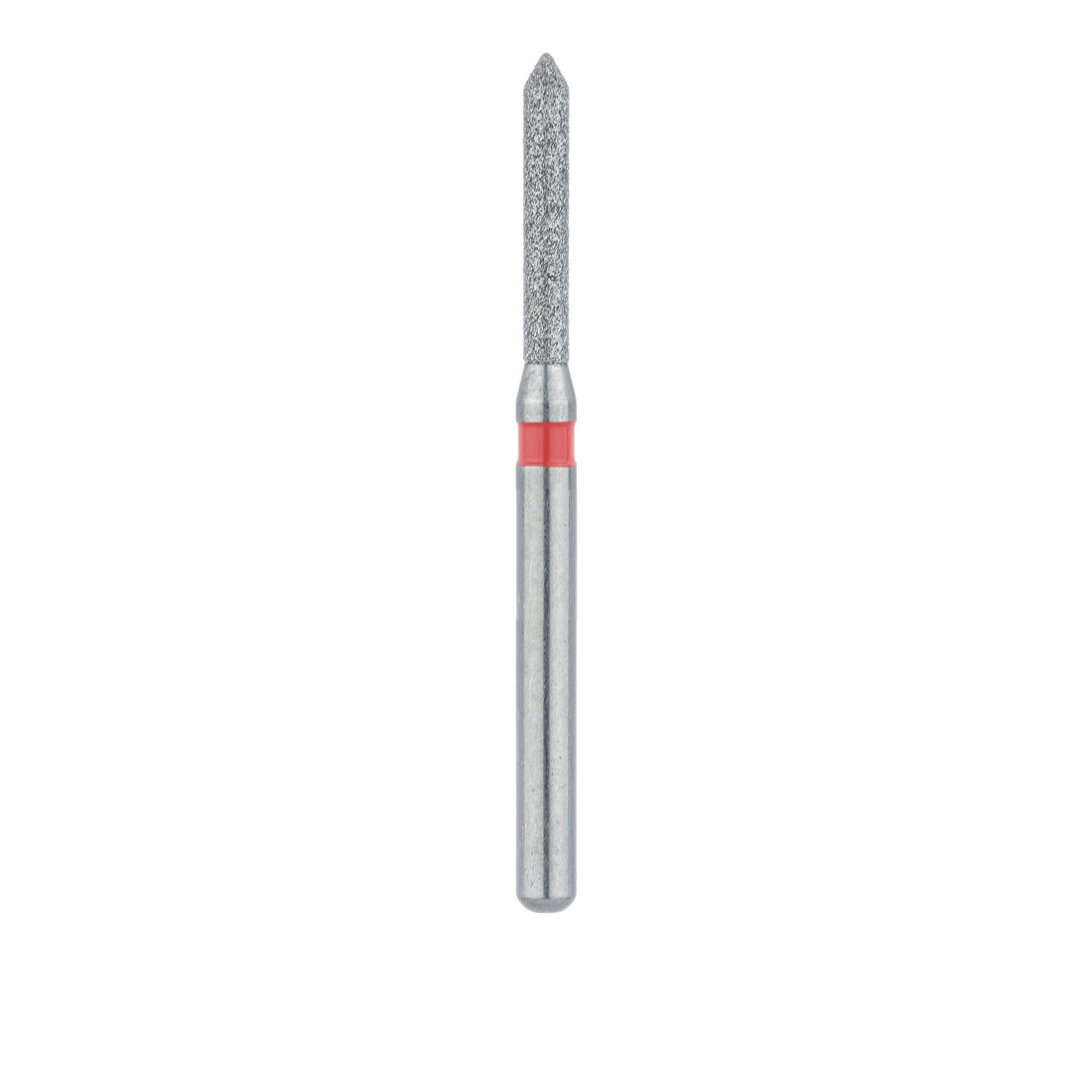 Meisinger 885F-012-FG Fine Diamond Bur, Pointed Cylinder, Friction Grip, 1.2 mm Head Diameter, 8 mm Head Length, Red Ring, 5/Pack thumbnail 2