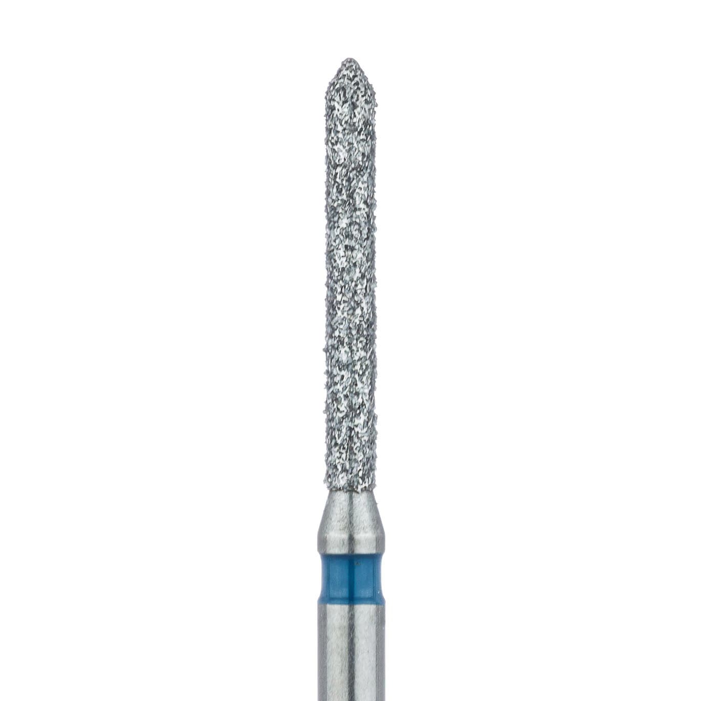 Meisinger 886-012-FG Diamond Bur, Medium Grit, Blue Ring, Cylinder with Bevel End, Friction Grip, 1.2 mm Head Diameter, 10.0 mm Head Length, 5/Pkg - Diamond Instruments – FG, Medium, Blue, Cylinder, Bevel End, 5/Pkg - 886-012-FG, 1.2 mm Head Diameter, 10.0 mm Head Length - Image 1